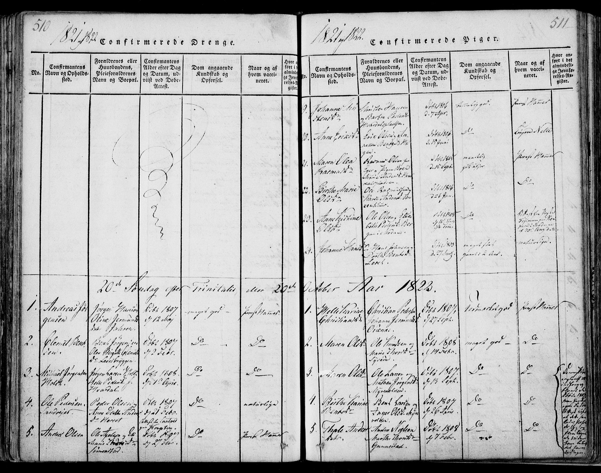 Sande Kirkebøker, SAKO/A-53/F/Fa/L0003: Parish register (official) no. 3, 1814-1847, p. 510-511