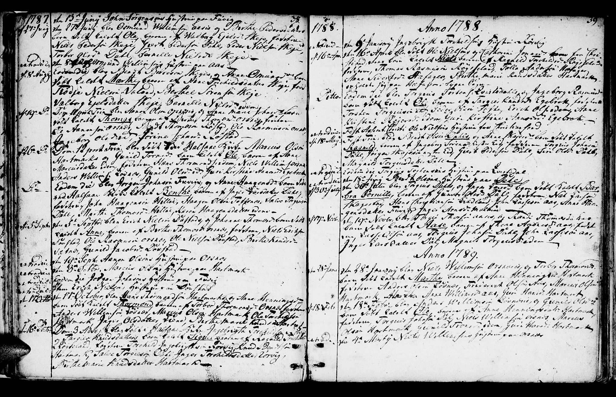 Mandal sokneprestkontor, AV/SAK-1111-0030/F/Fa/Fab/L0002: Parish register (official) no. A 2, 1753-1801, p. 38-39