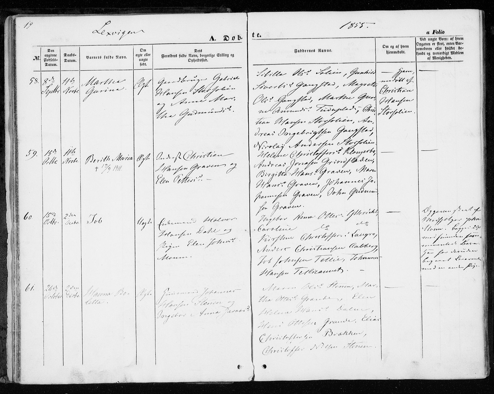 Ministerialprotokoller, klokkerbøker og fødselsregistre - Nord-Trøndelag, SAT/A-1458/701/L0008: Parish register (official) no. 701A08 /1, 1854-1863, p. 19