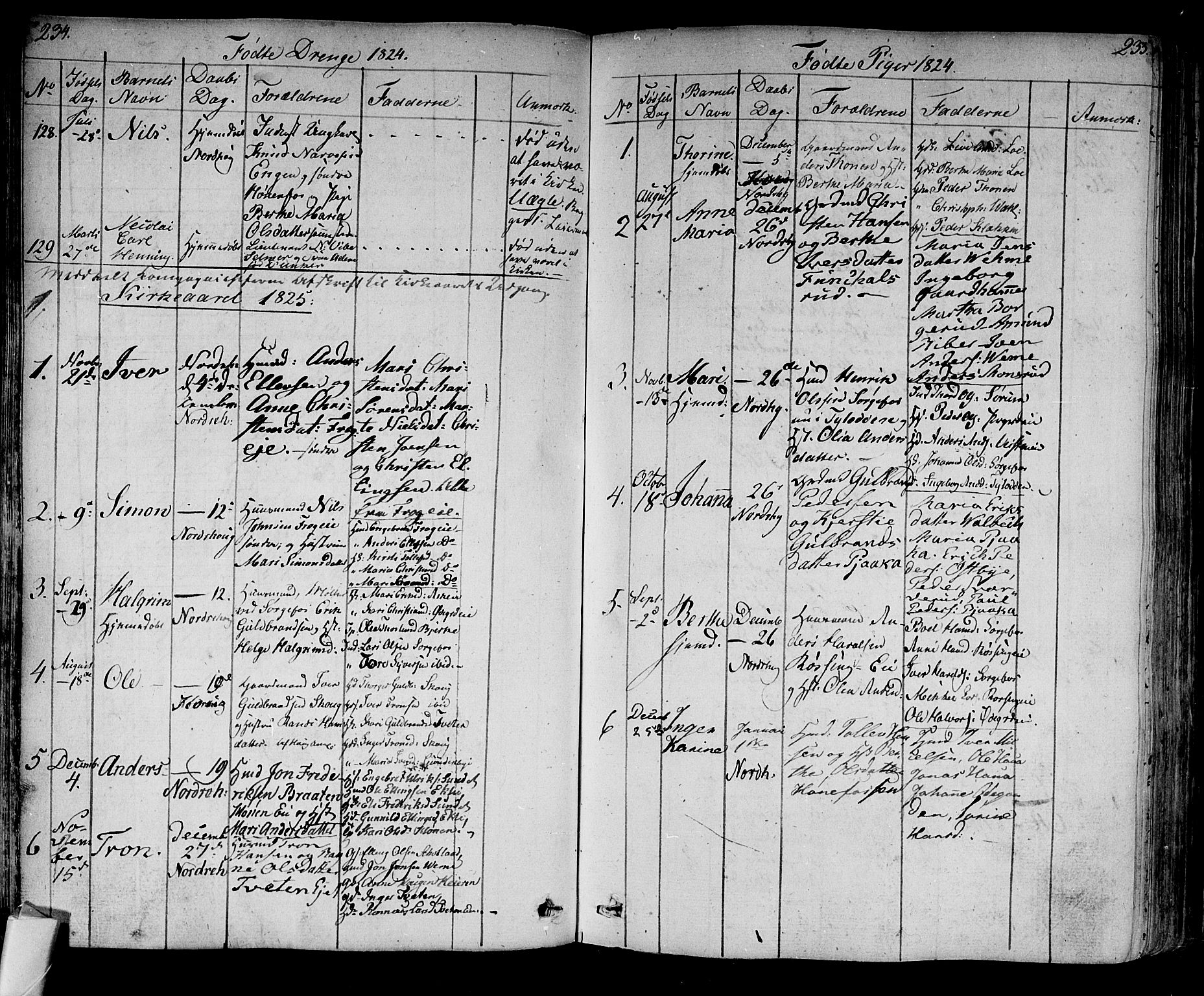 Norderhov kirkebøker, SAKO/A-237/F/Fa/L0009: Parish register (official) no. 9, 1819-1837, p. 234-235