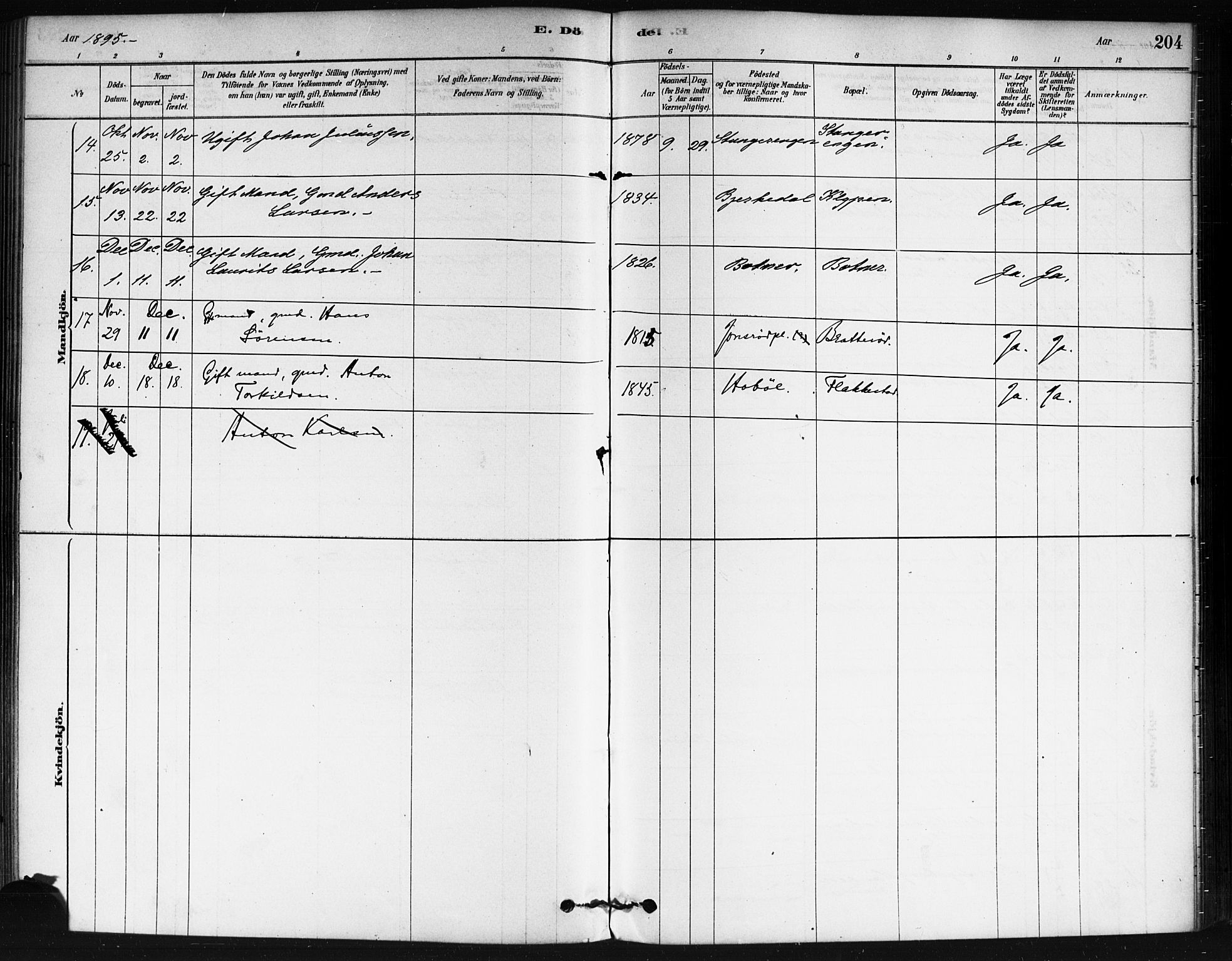 Våler prestekontor Kirkebøker, AV/SAO-A-11083/F/Fa/L0010: Parish register (official) no. I 10, 1878-1896, p. 204