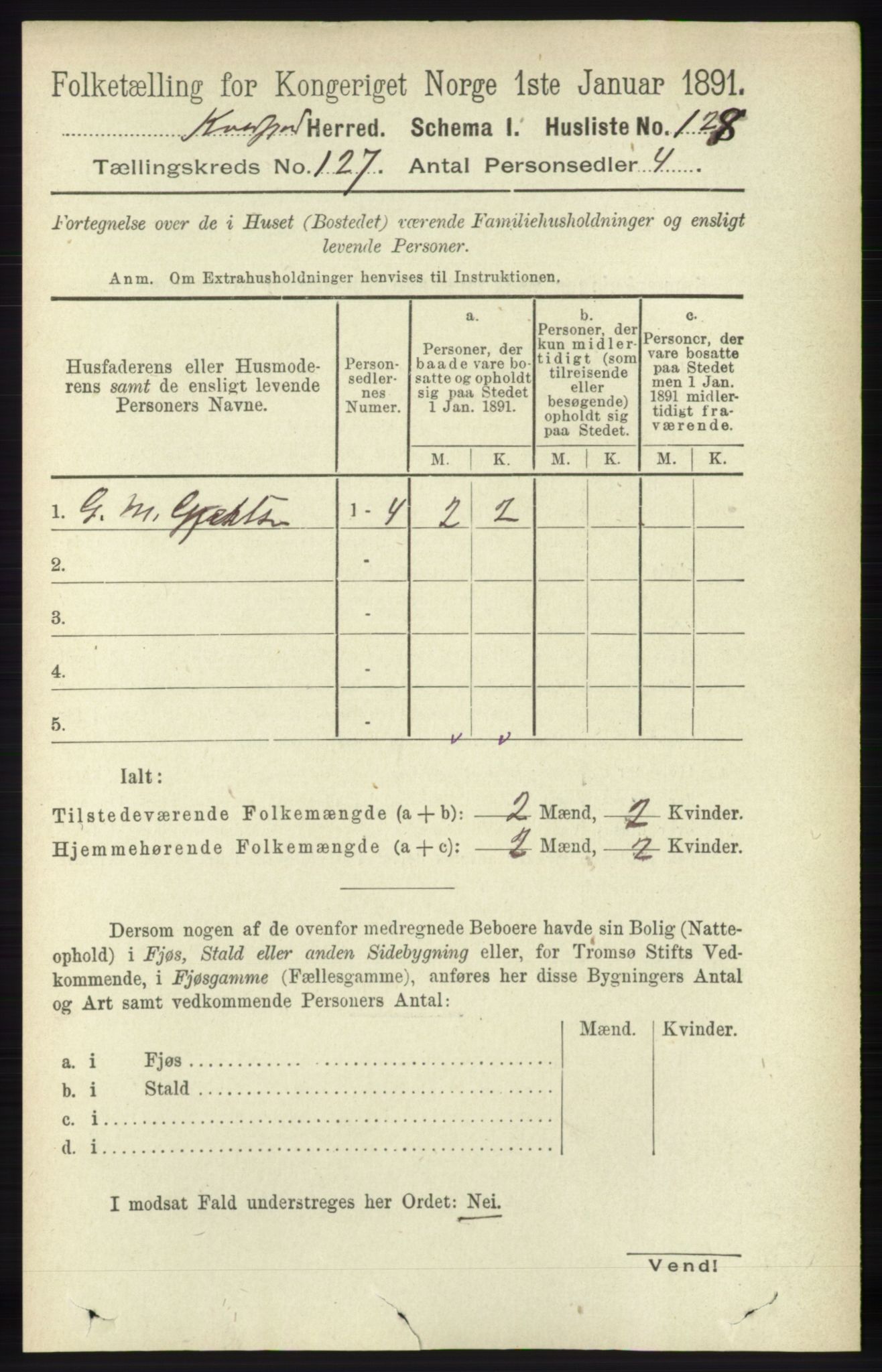 RA, 1891 census for 1911 Kvæfjord, 1891, p. 1878