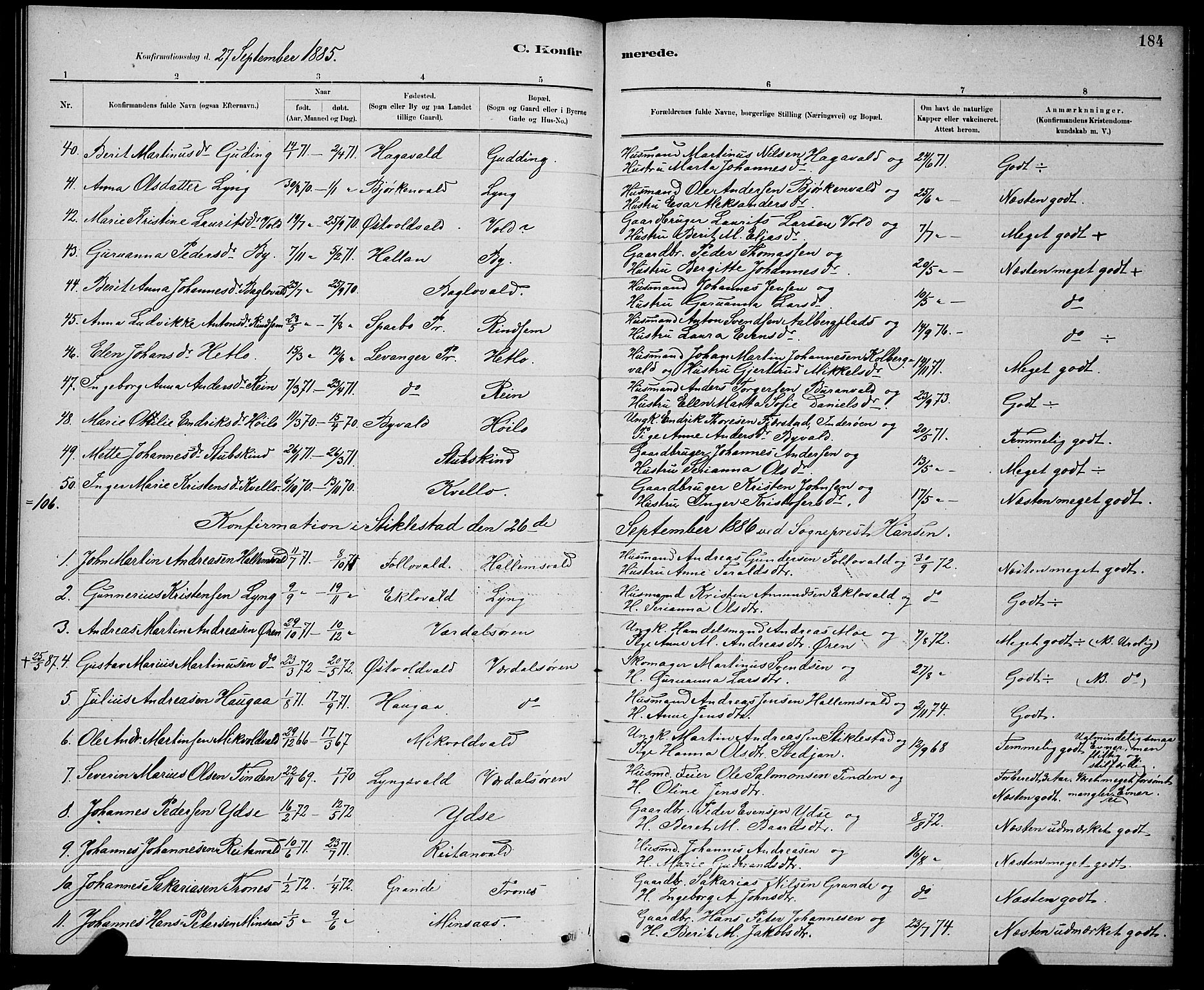 Ministerialprotokoller, klokkerbøker og fødselsregistre - Nord-Trøndelag, SAT/A-1458/723/L0256: Parish register (copy) no. 723C04, 1879-1890, p. 184