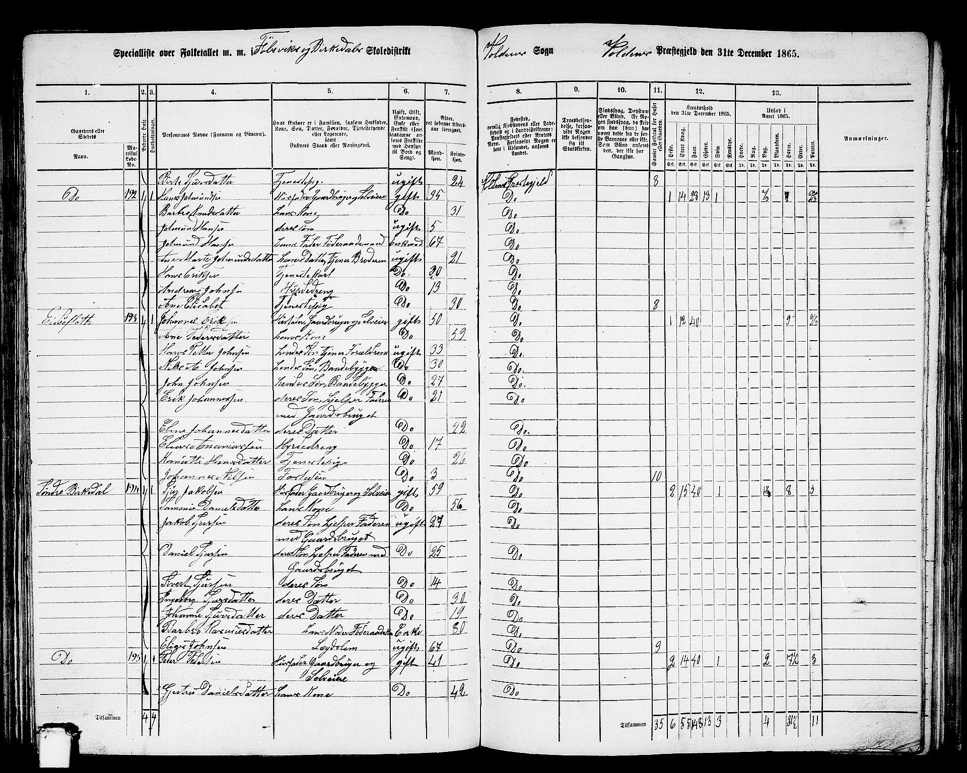 RA, 1865 census for Volda, 1865, p. 115