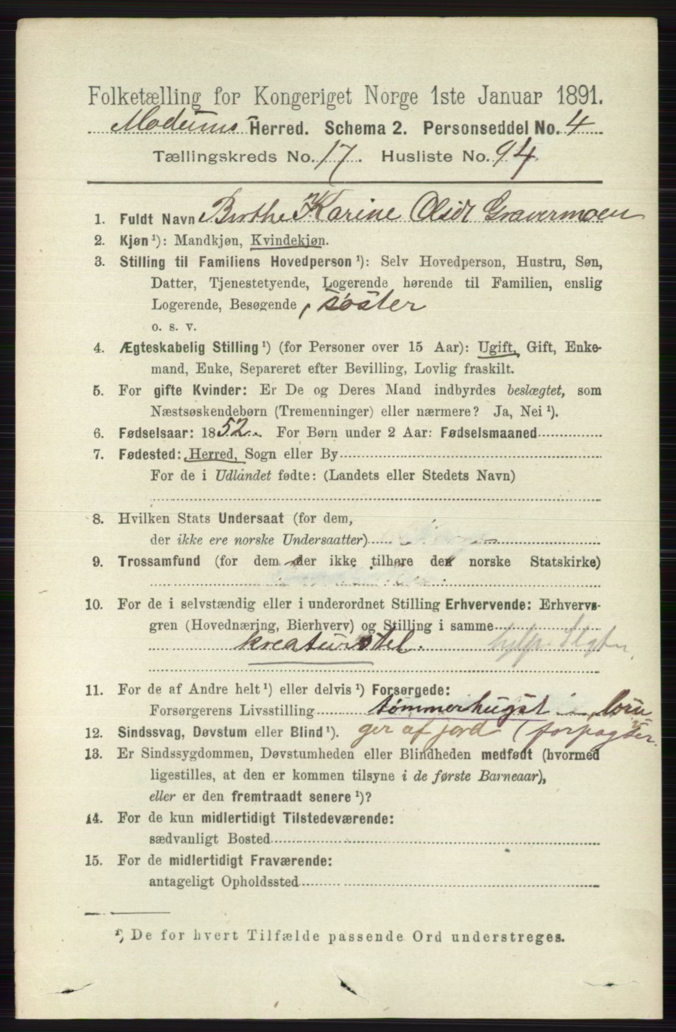 RA, 1891 census for 0623 Modum, 1891, p. 7132