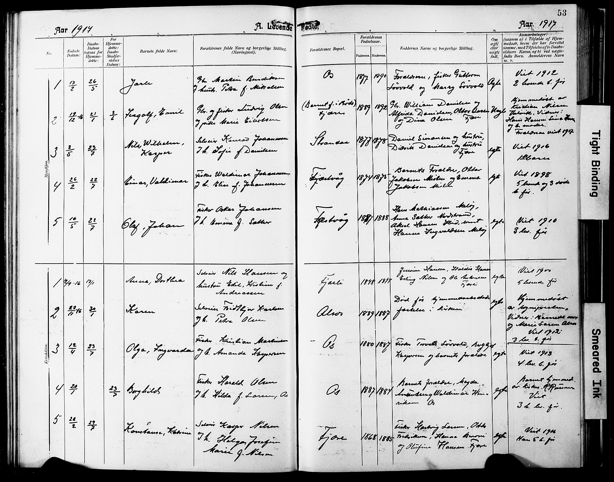 Ministerialprotokoller, klokkerbøker og fødselsregistre - Nordland, SAT/A-1459/803/L0077: Parish register (copy) no. 803C04, 1897-1930, p. 53