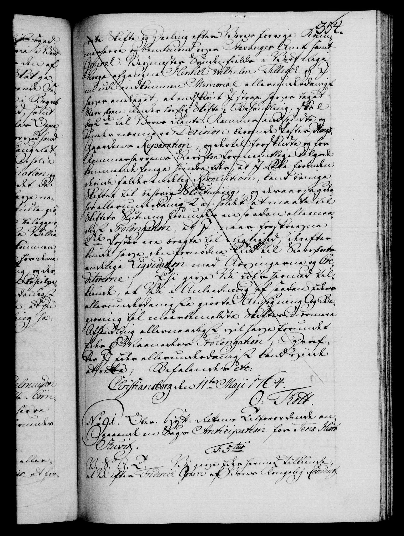 Danske Kanselli 1572-1799, RA/EA-3023/F/Fc/Fca/Fcab/L0037: Norske tegnelser, 1762-1766, p. 354a