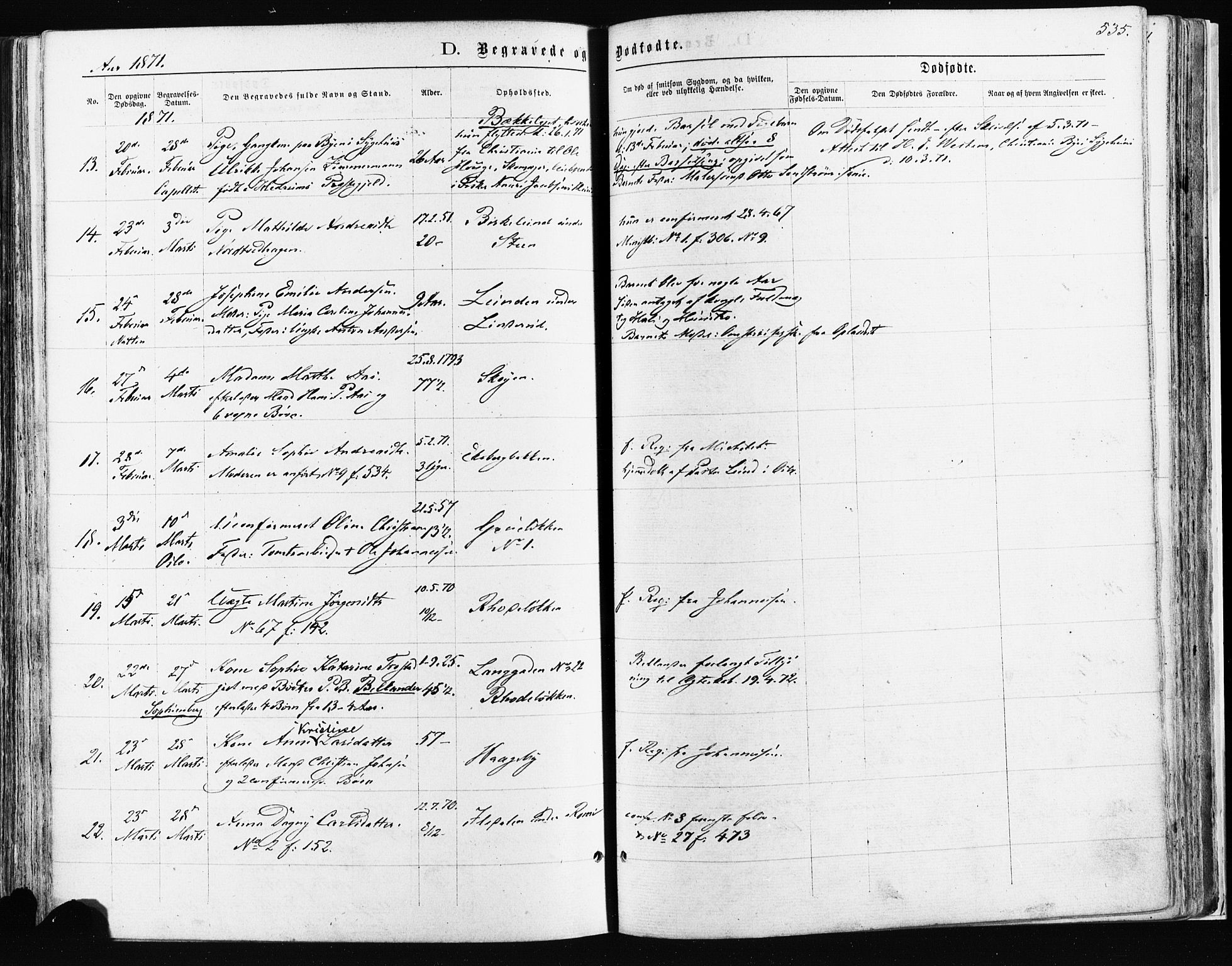 Østre Aker prestekontor Kirkebøker, AV/SAO-A-10840/F/Fa/L0003: Parish register (official) no. I 3, 1869-1875, p. 535