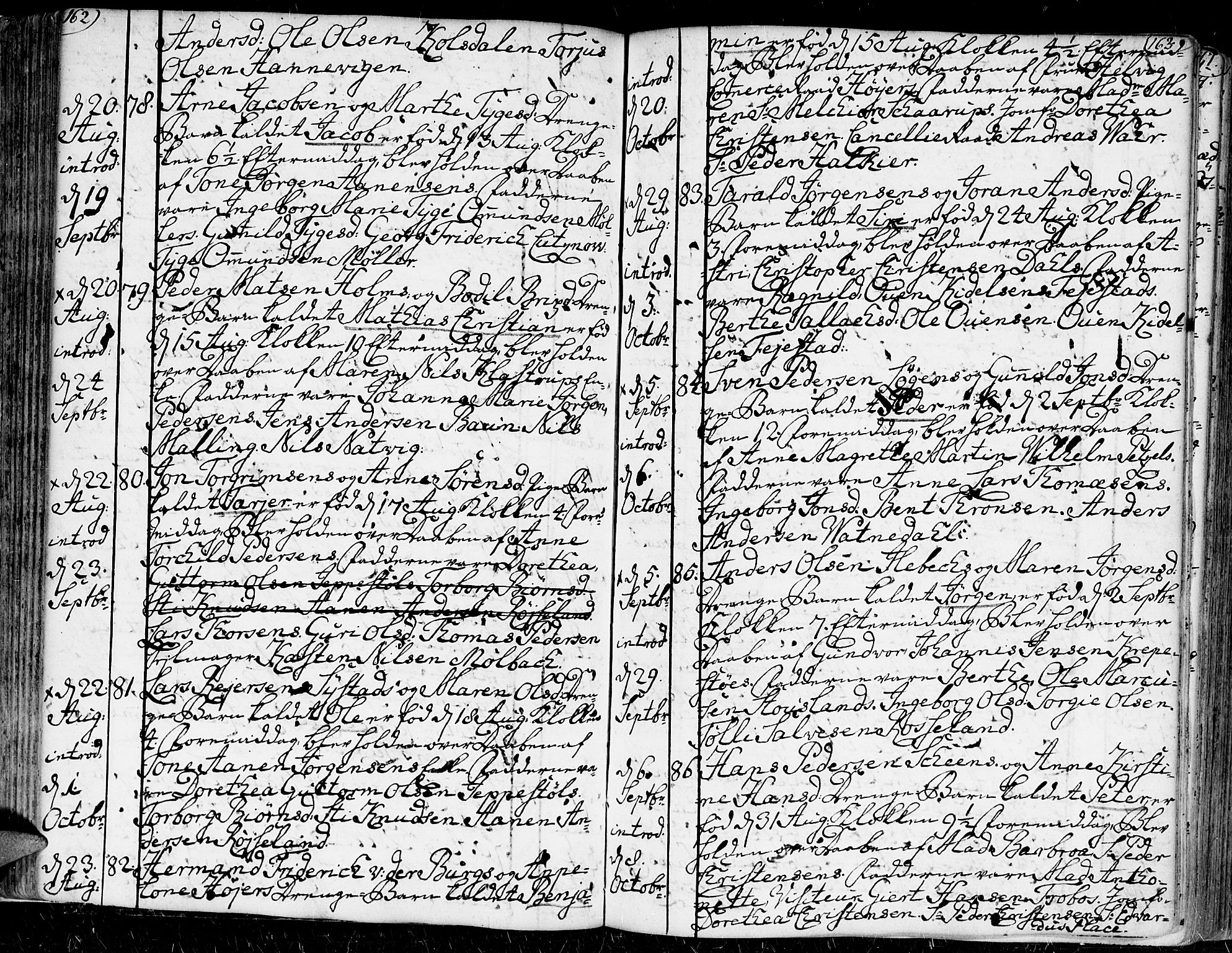 Kristiansand domprosti, AV/SAK-1112-0006/F/Fa/L0002: Parish register (official) no. A 2, 1755-1778, p. 162-163