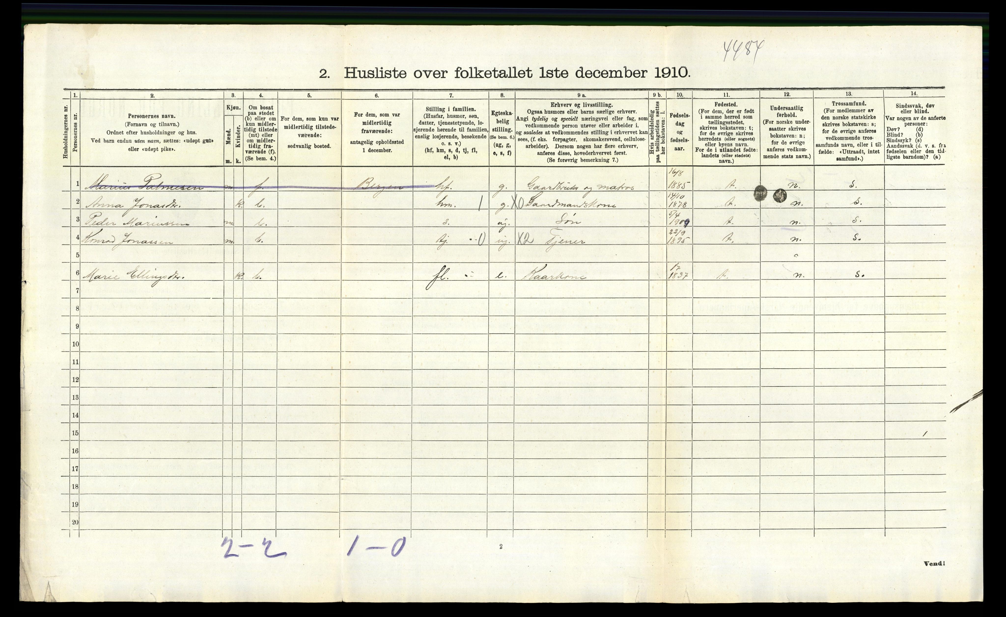 RA, 1910 census for Manger, 1910, p. 1008