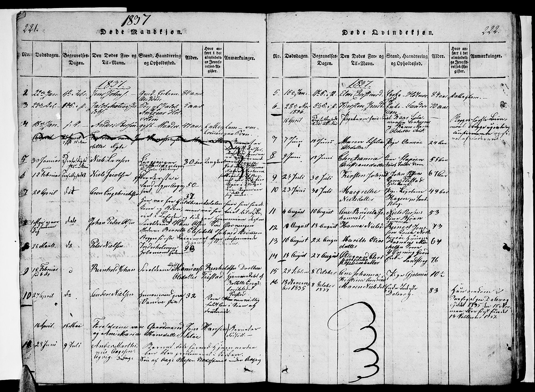 Ministerialprotokoller, klokkerbøker og fødselsregistre - Nordland, AV/SAT-A-1459/834/L0510: Parish register (copy) no. 834C01, 1820-1847, p. 221-222