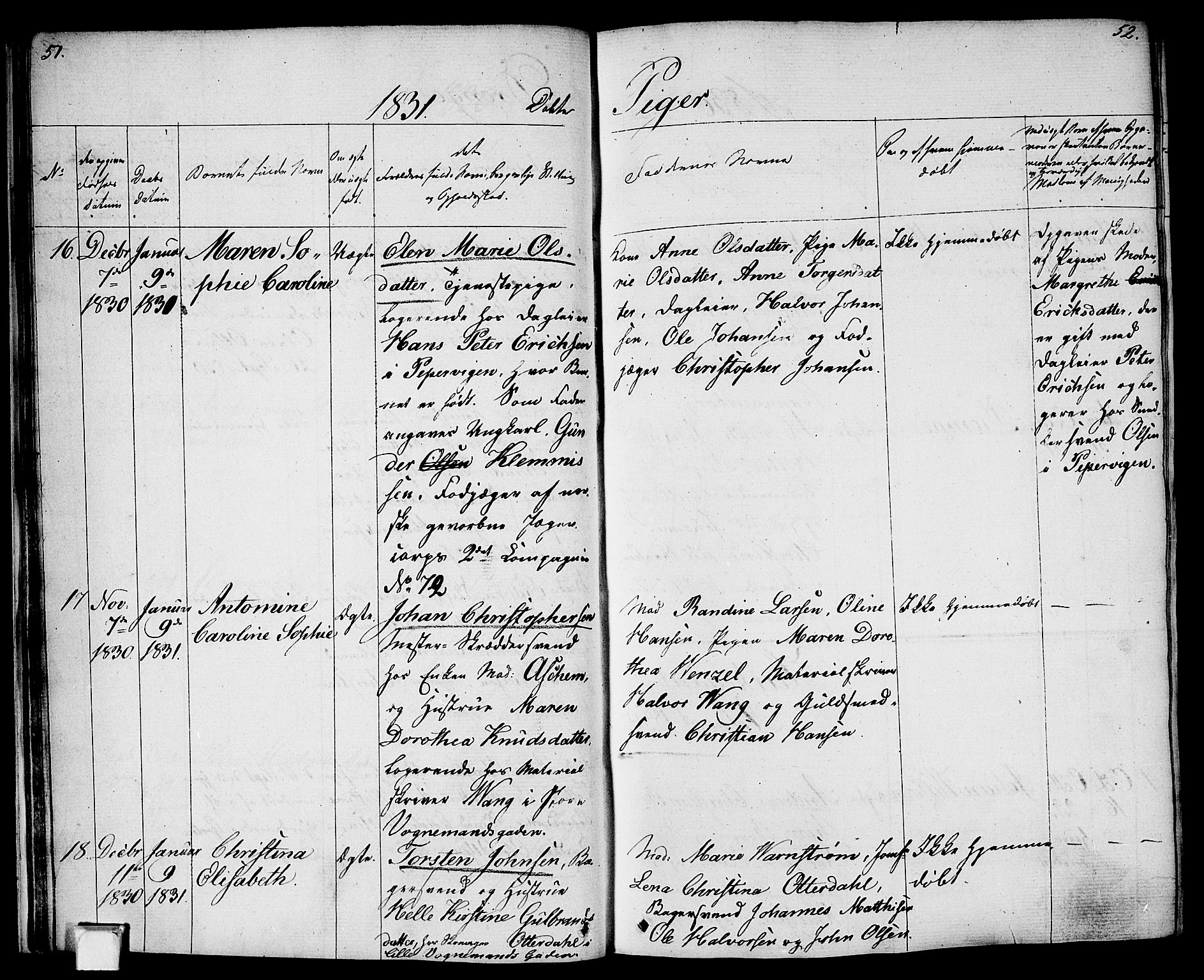 Oslo domkirke Kirkebøker, SAO/A-10752/F/Fa/L0011: Parish register (official) no. 11, 1830-1836, p. 51-52