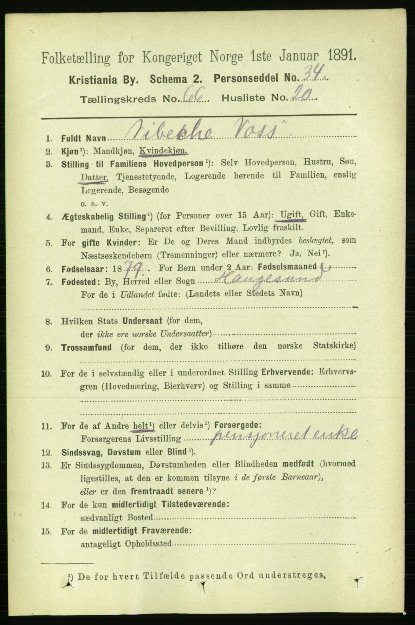 RA, 1891 census for 0301 Kristiania, 1891, p. 36000