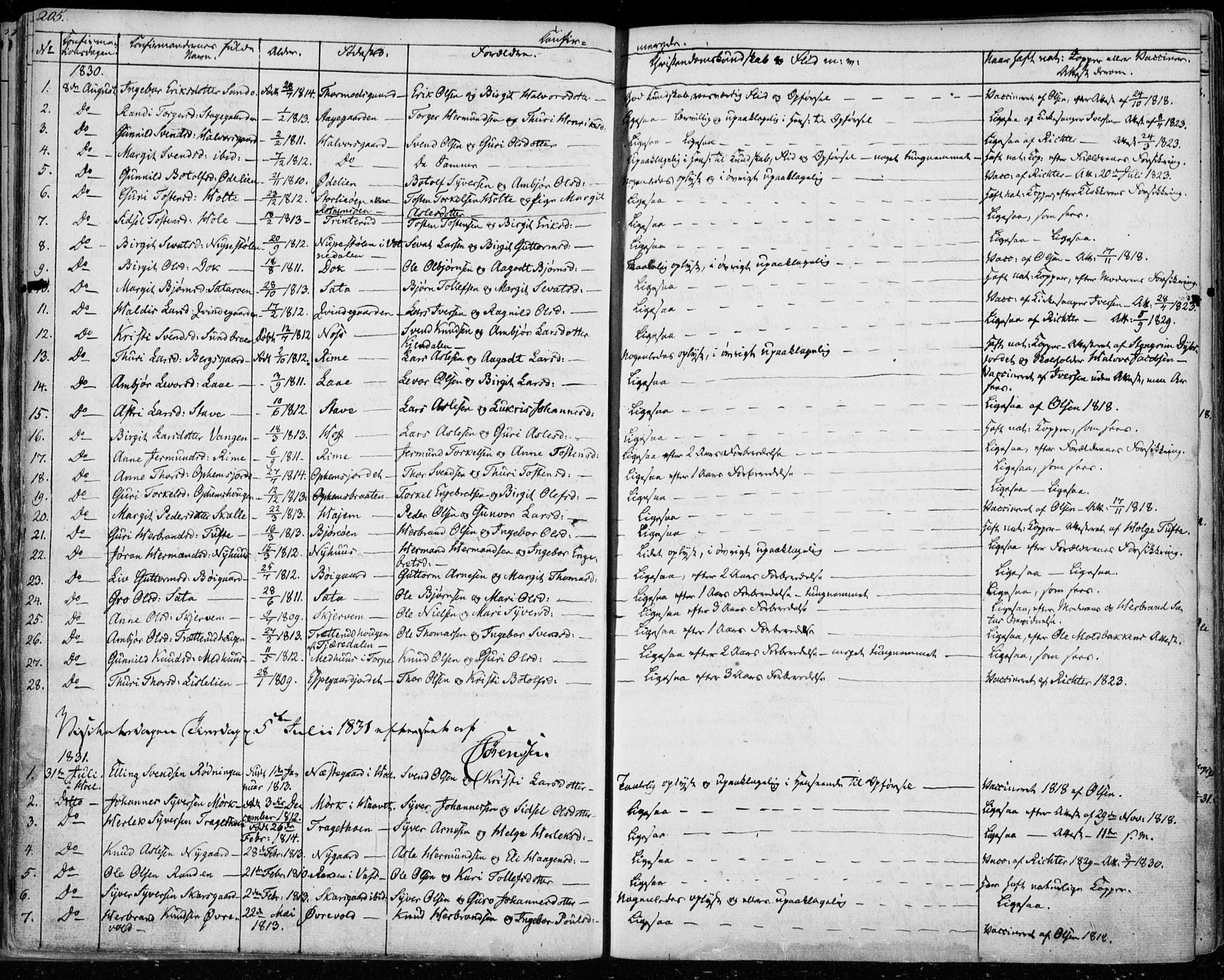 Ål kirkebøker, AV/SAKO-A-249/F/Fa/L0005: Parish register (official) no. I 5, 1825-1848, p. 205