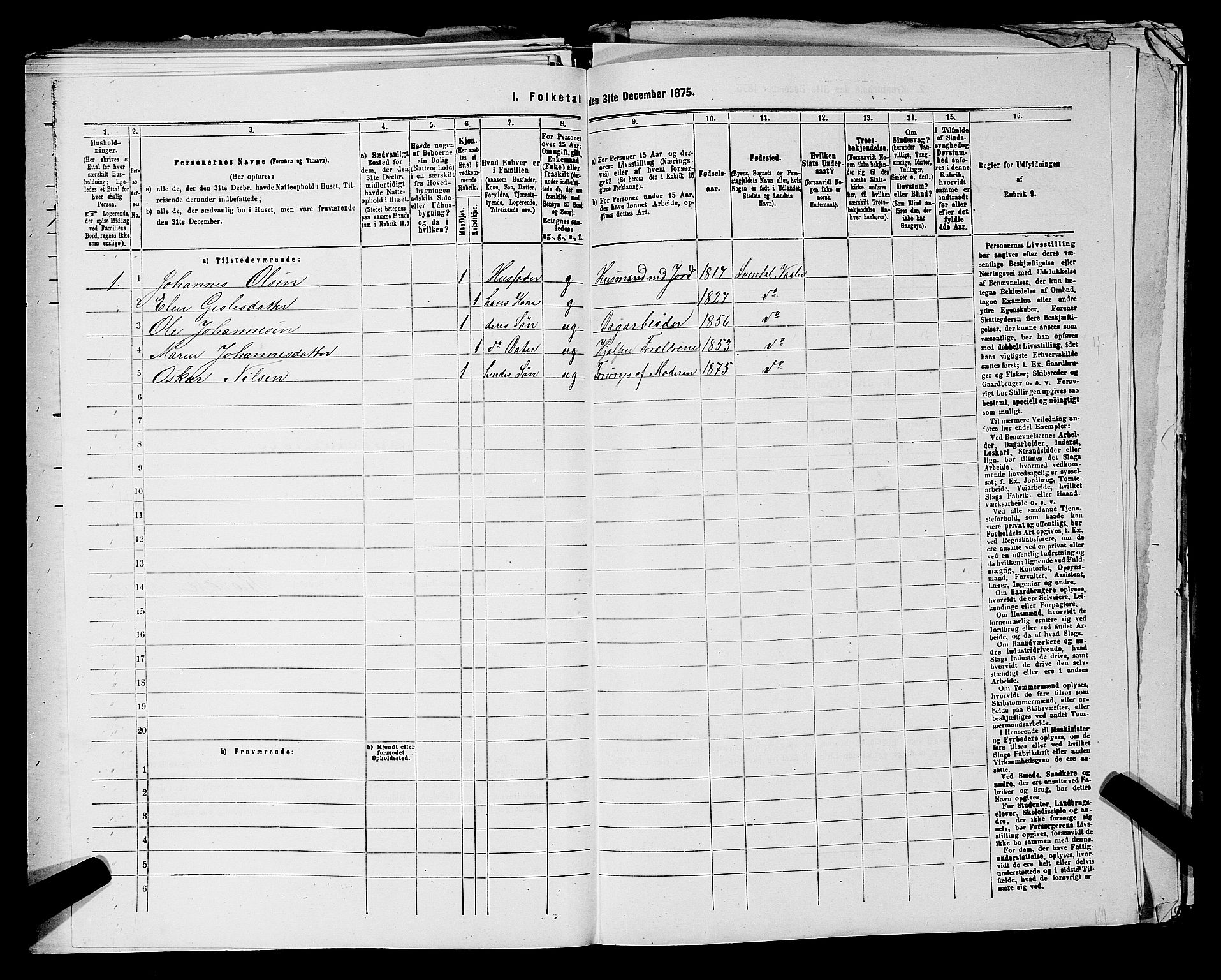 RA, 1875 census for 0137P Våler, 1875, p. 1014