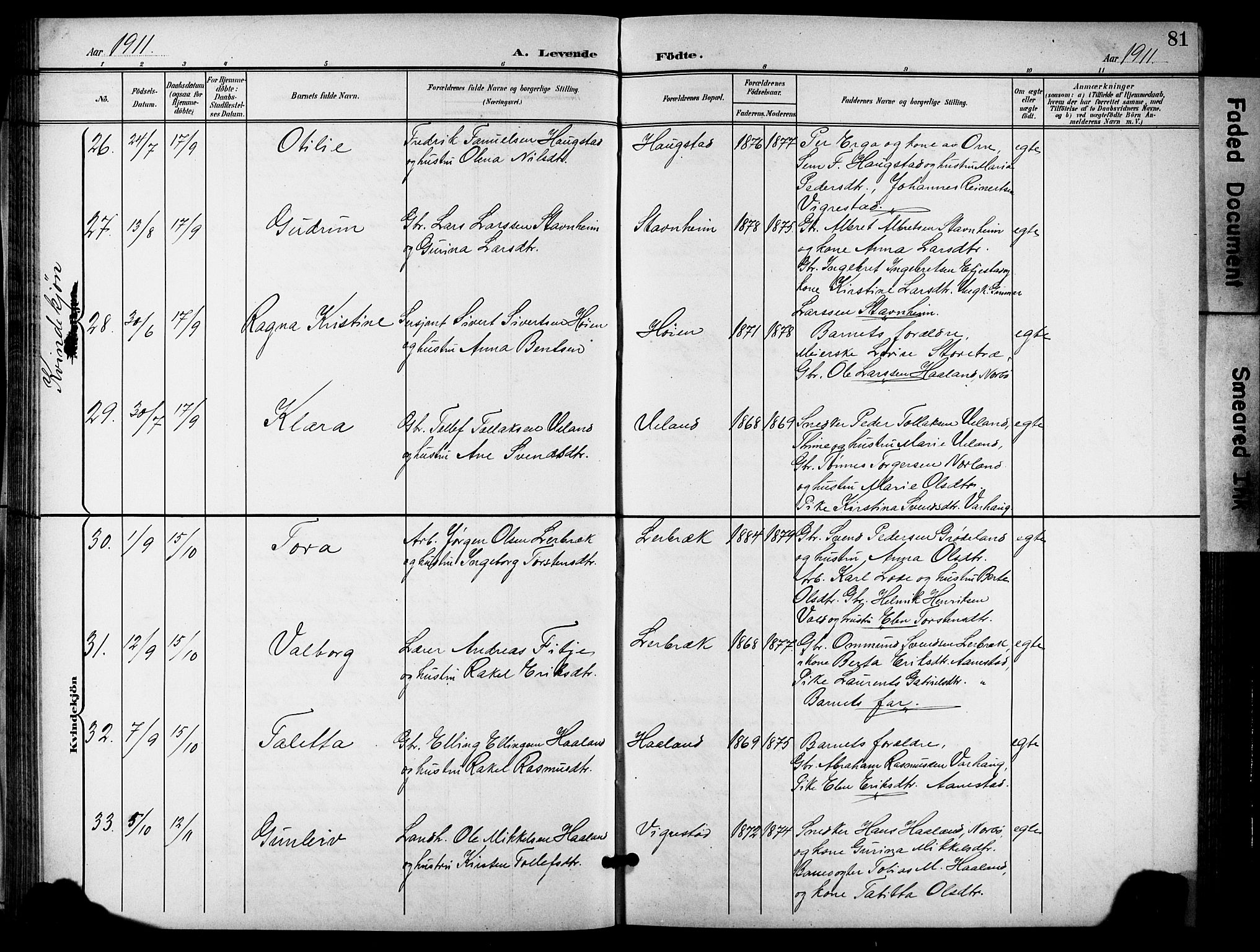 Hå sokneprestkontor, SAST/A-101801/001/30BB/L0006: Parish register (copy) no. B 6, 1900-1924, p. 81