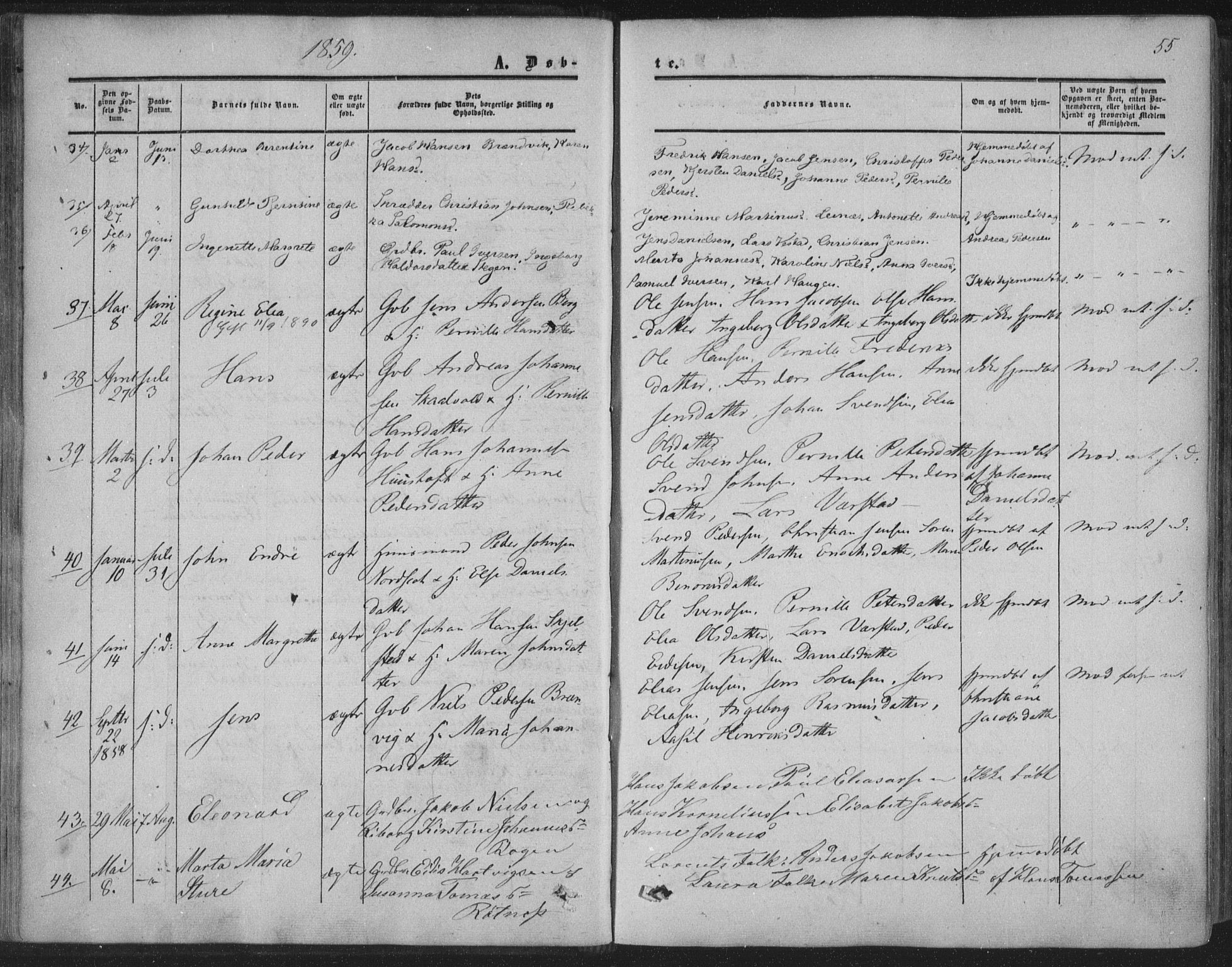 Ministerialprotokoller, klokkerbøker og fødselsregistre - Nordland, AV/SAT-A-1459/855/L0800: Parish register (official) no. 855A08, 1852-1864, p. 55