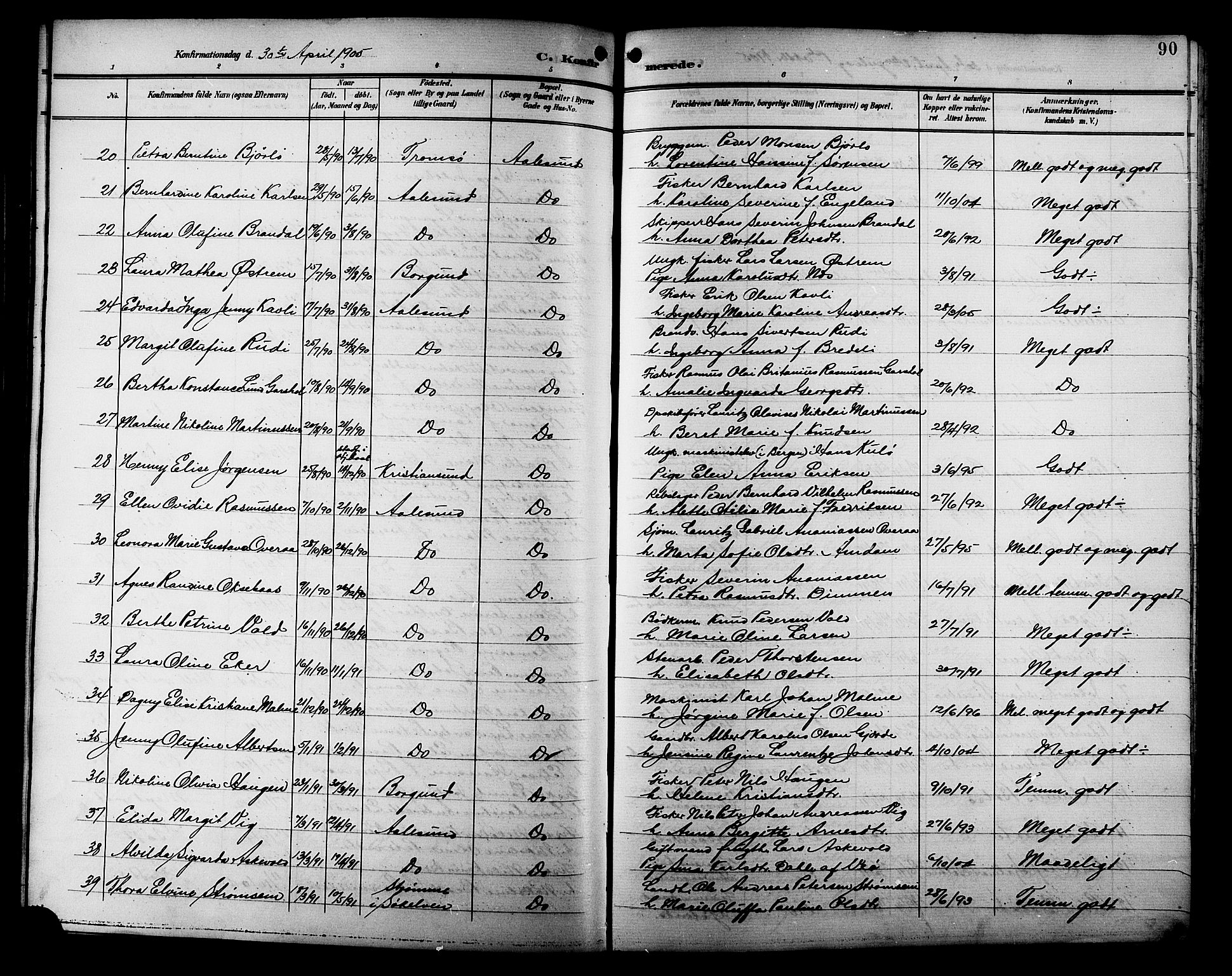 Ministerialprotokoller, klokkerbøker og fødselsregistre - Møre og Romsdal, AV/SAT-A-1454/529/L0469: Parish register (copy) no. 529C06, 1898-1906, p. 90