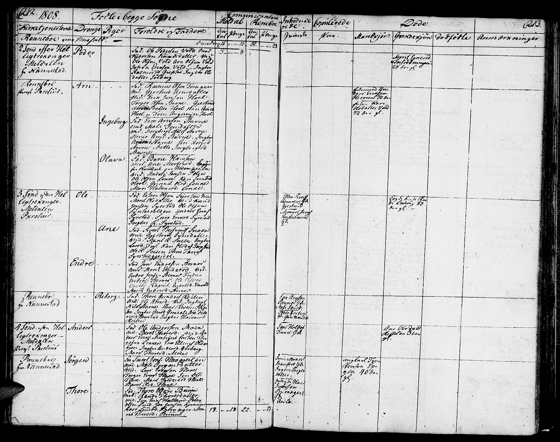 Ministerialprotokoller, klokkerbøker og fødselsregistre - Sør-Trøndelag, SAT/A-1456/672/L0852: Parish register (official) no. 672A05, 1776-1815, p. 212-213