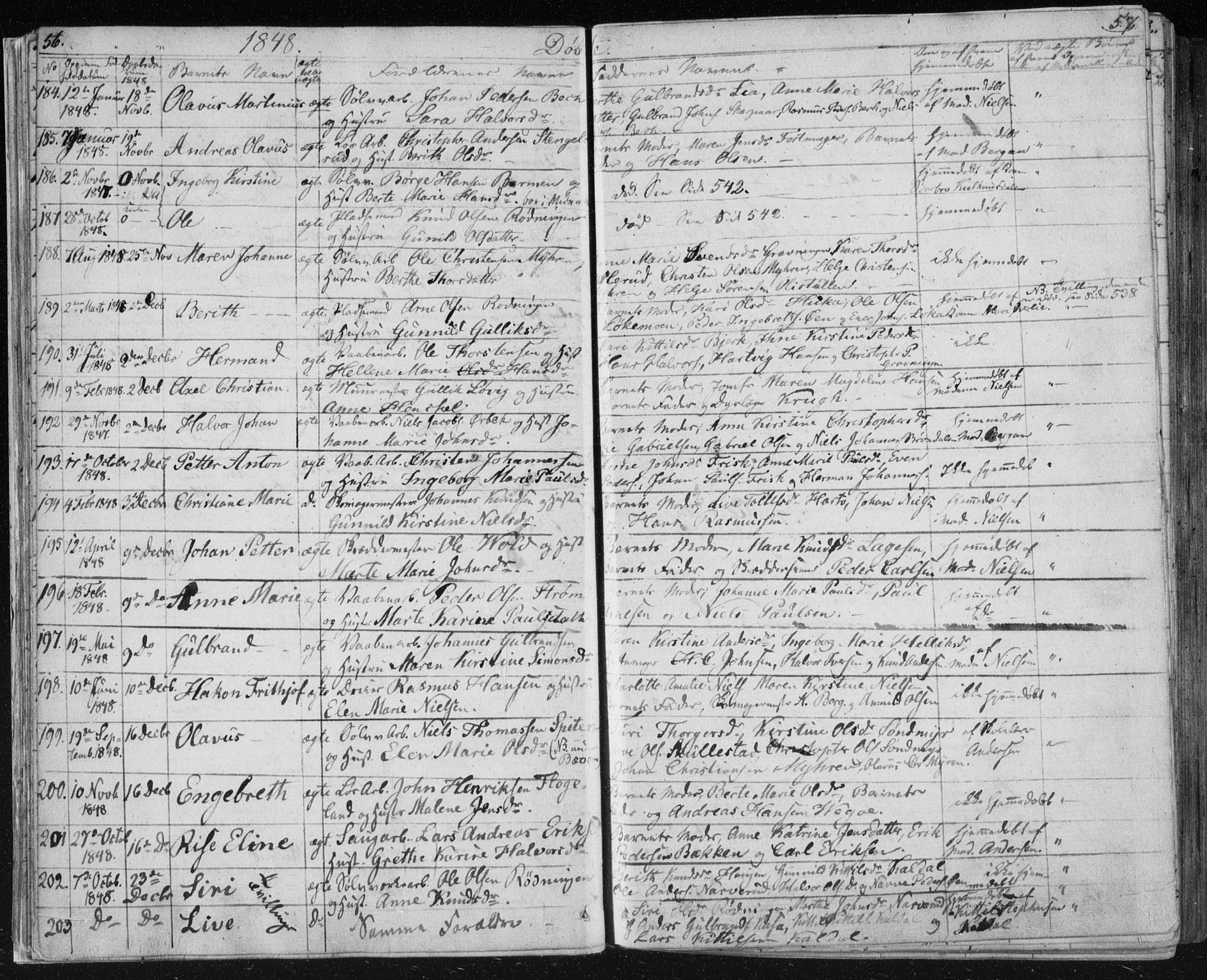 Kongsberg kirkebøker, SAKO/A-22/F/Fa/L0009: Parish register (official) no. I 9, 1839-1858, p. 56-57