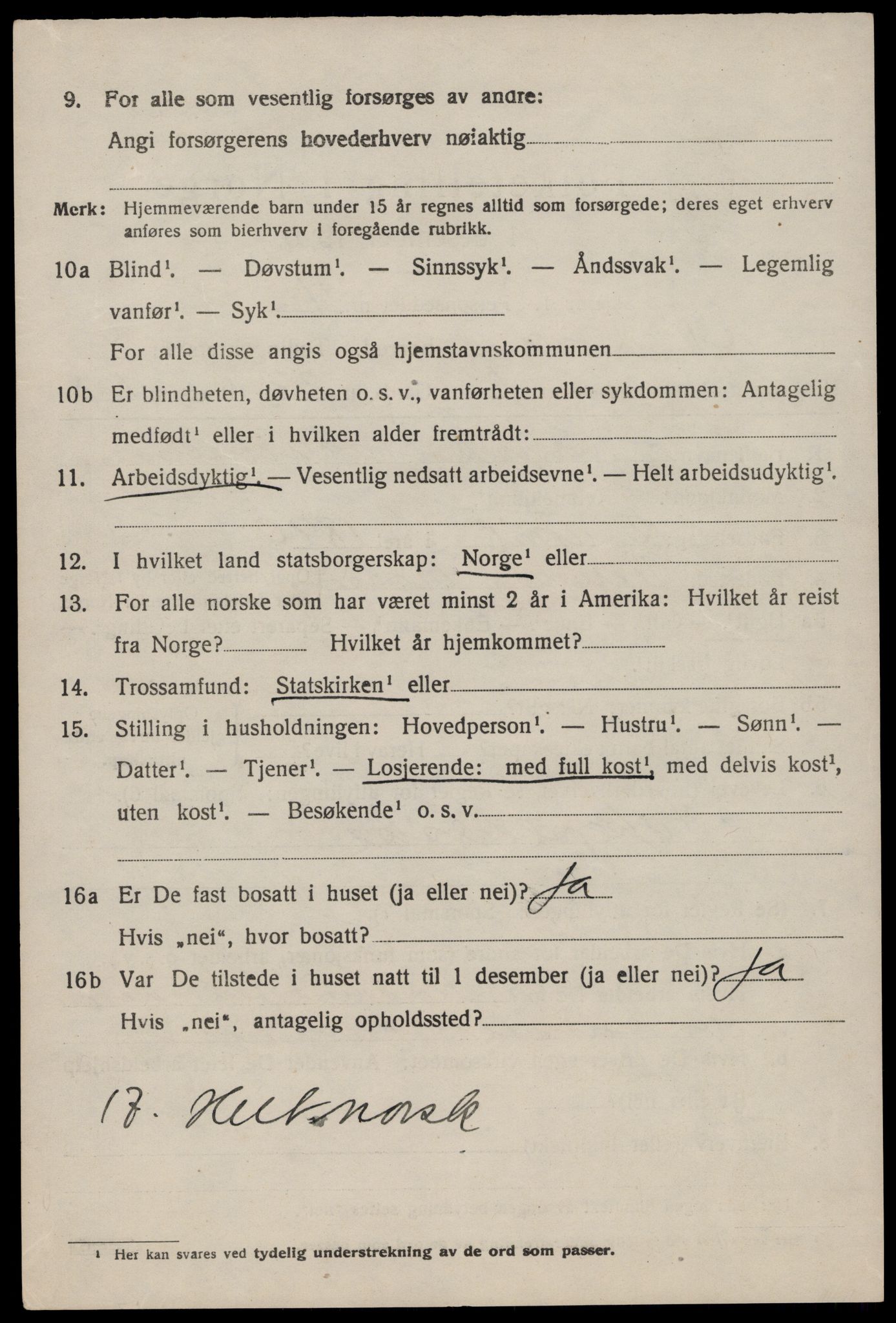 SAST, 1920 census for Nedstrand, 1920, p. 1738