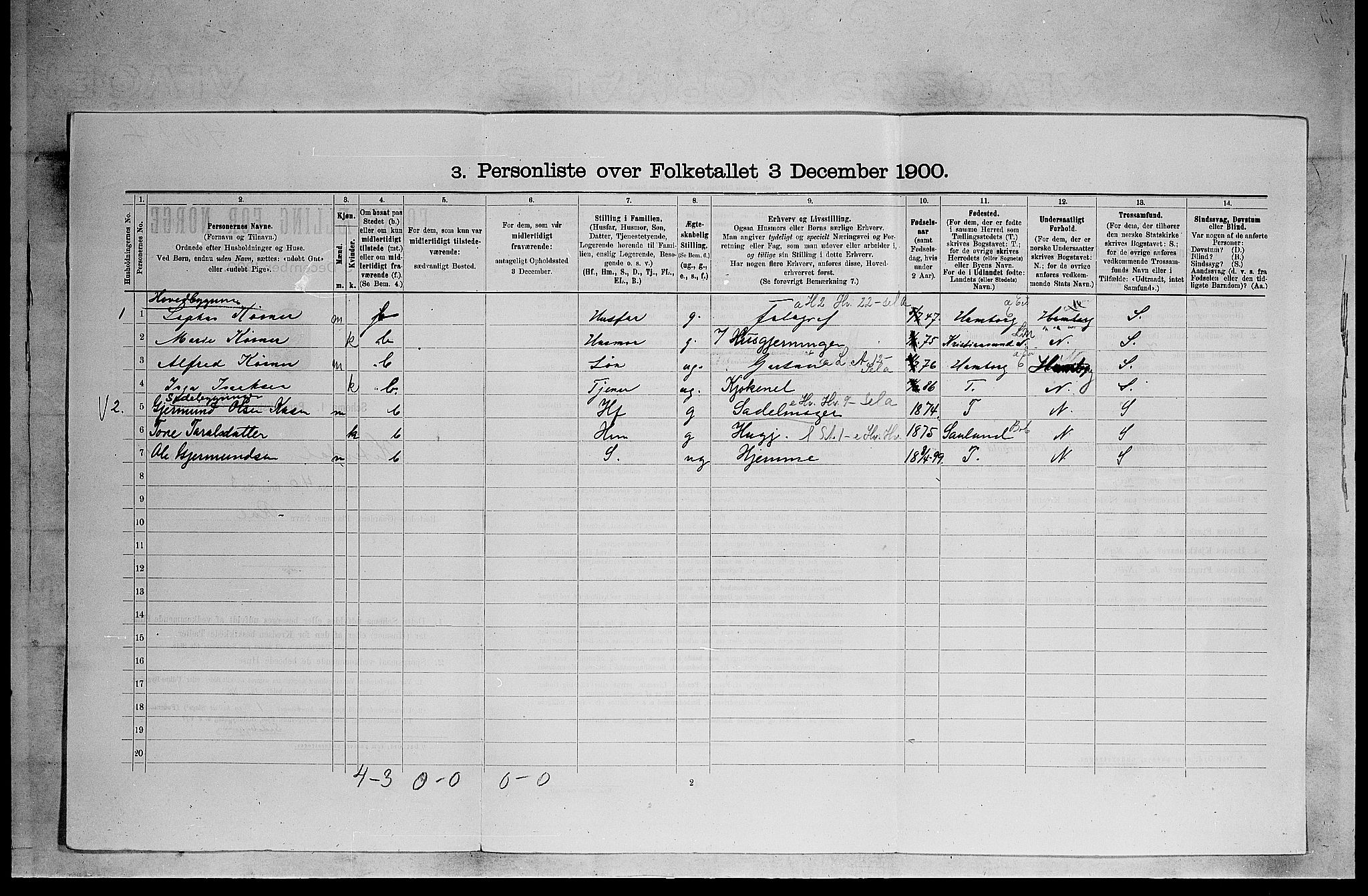SAKO, 1900 census for Heddal, 1900, p. 575