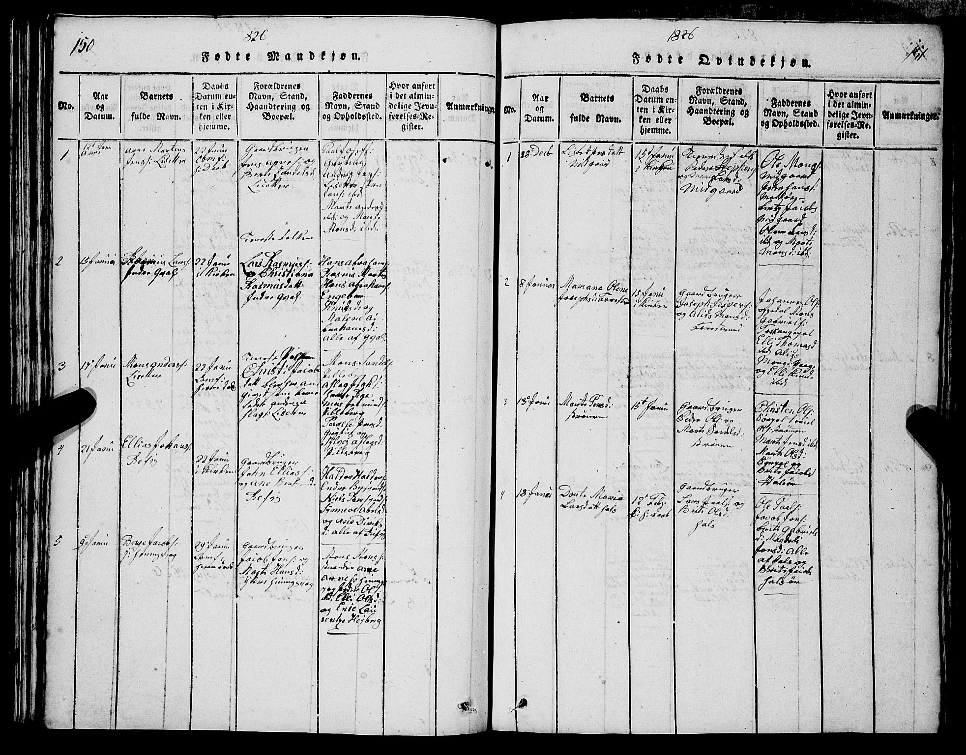 Selje sokneprestembete, AV/SAB-A-99938/H/Ha/Hab/Haba: Parish register (copy) no. A 1, 1816-1828, p. 150-151