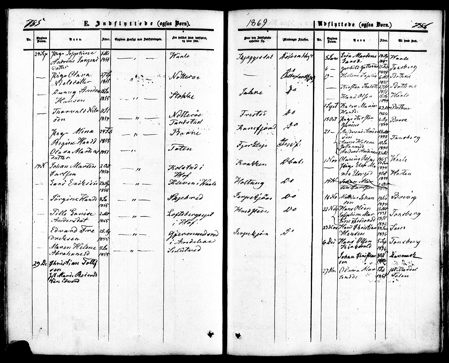 Ramnes kirkebøker, SAKO/A-314/F/Fa/L0006: Parish register (official) no. I 6, 1862-1877, p. 785-786