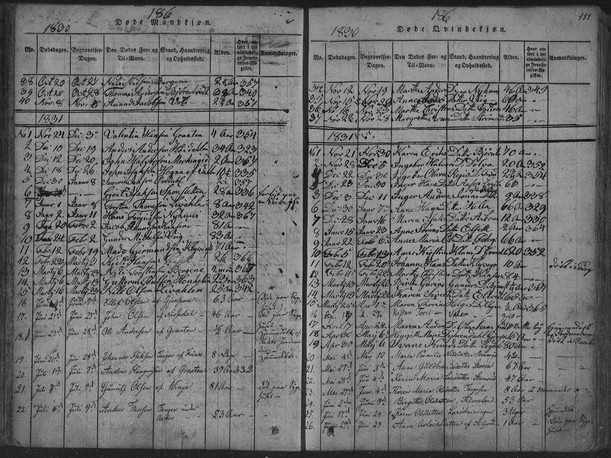 Solum kirkebøker, SAKO/A-306/F/Fa/L0004: Parish register (official) no. I 4, 1814-1833, p. 111