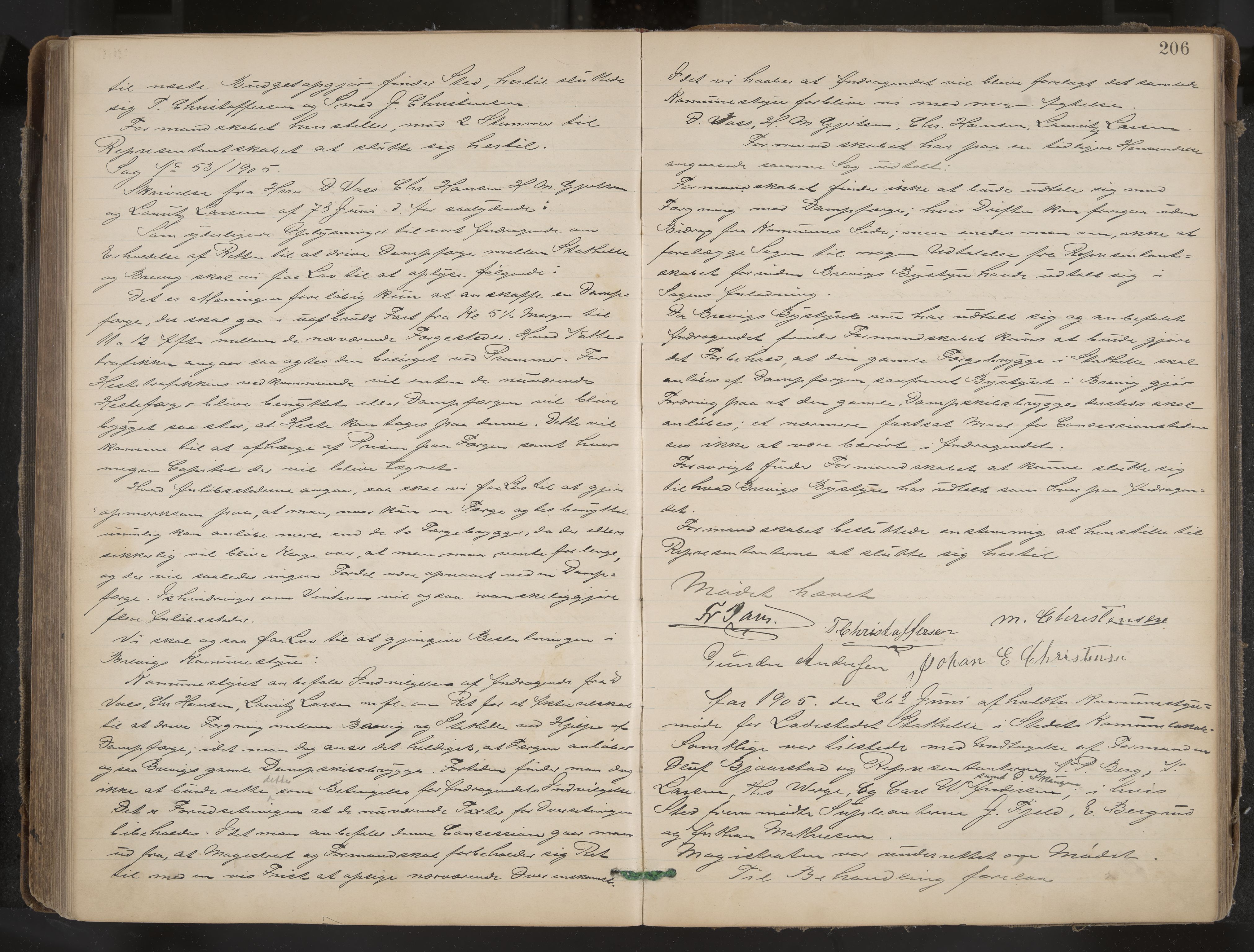 Stathelle formannskap og sentraladministrasjon, IKAK/0803021/A/L0002: Møtebok, 1892-1909, p. 206