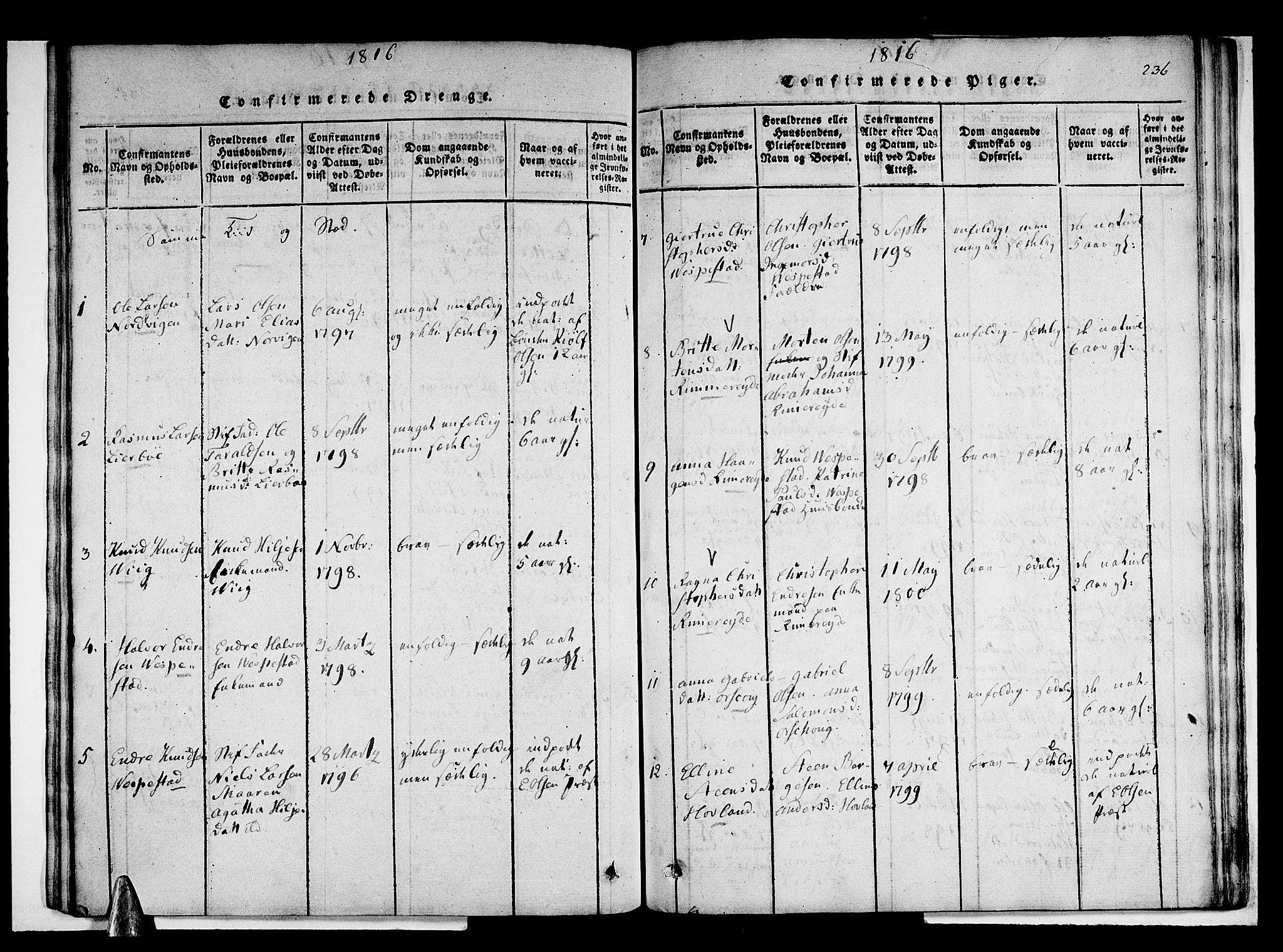 Stord sokneprestembete, SAB/A-78201/H/Haa: Parish register (official) no. A 5, 1816-1825, p. 236