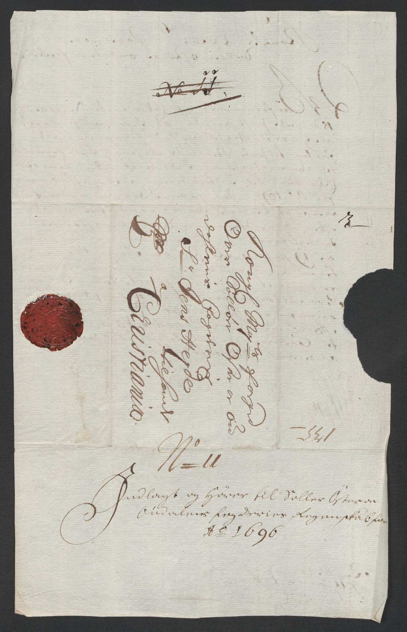 Rentekammeret inntil 1814, Reviderte regnskaper, Fogderegnskap, AV/RA-EA-4092/R13/L0834: Fogderegnskap Solør, Odal og Østerdal, 1696, p. 57