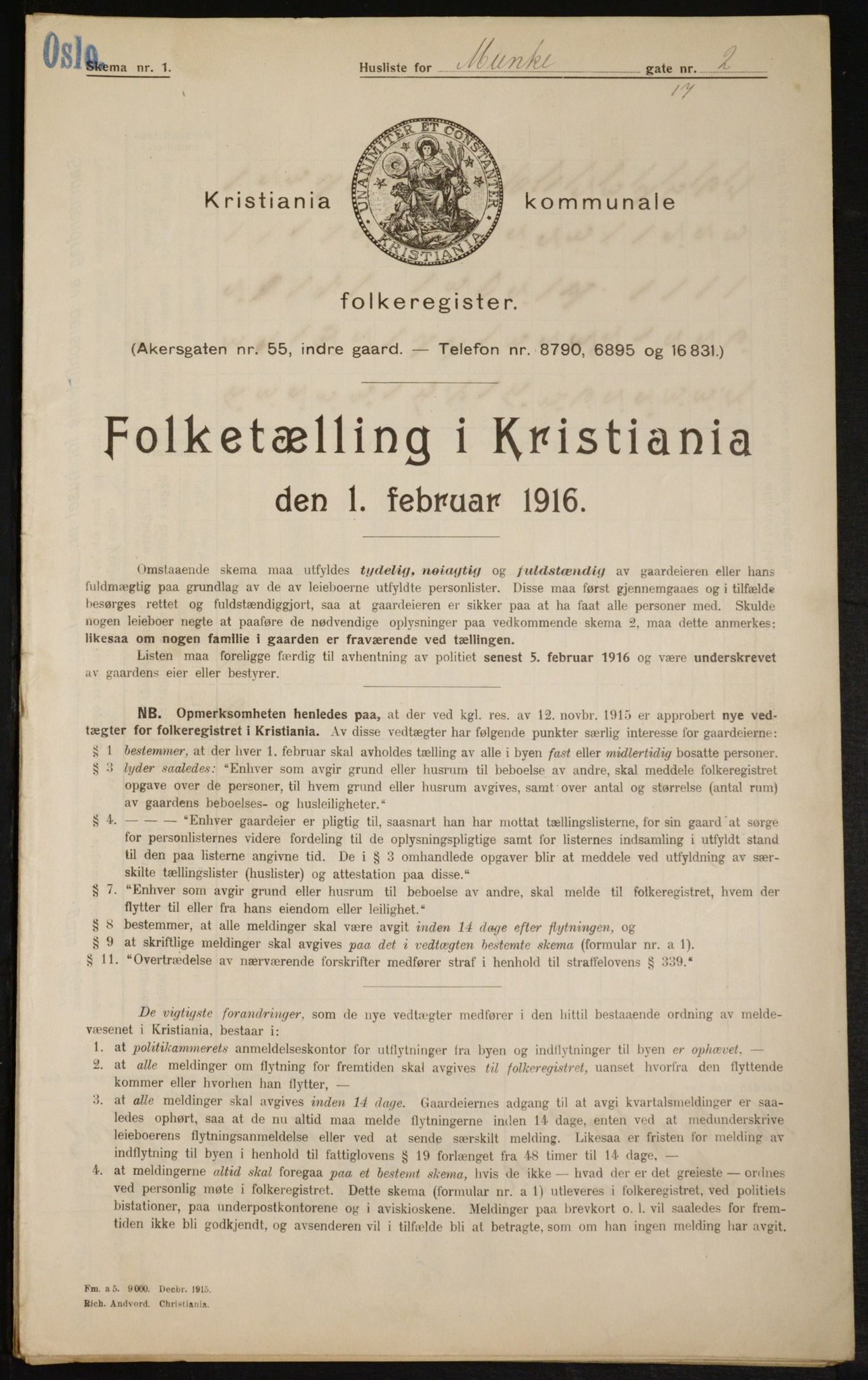 OBA, Municipal Census 1916 for Kristiania, 1916, p. 69626