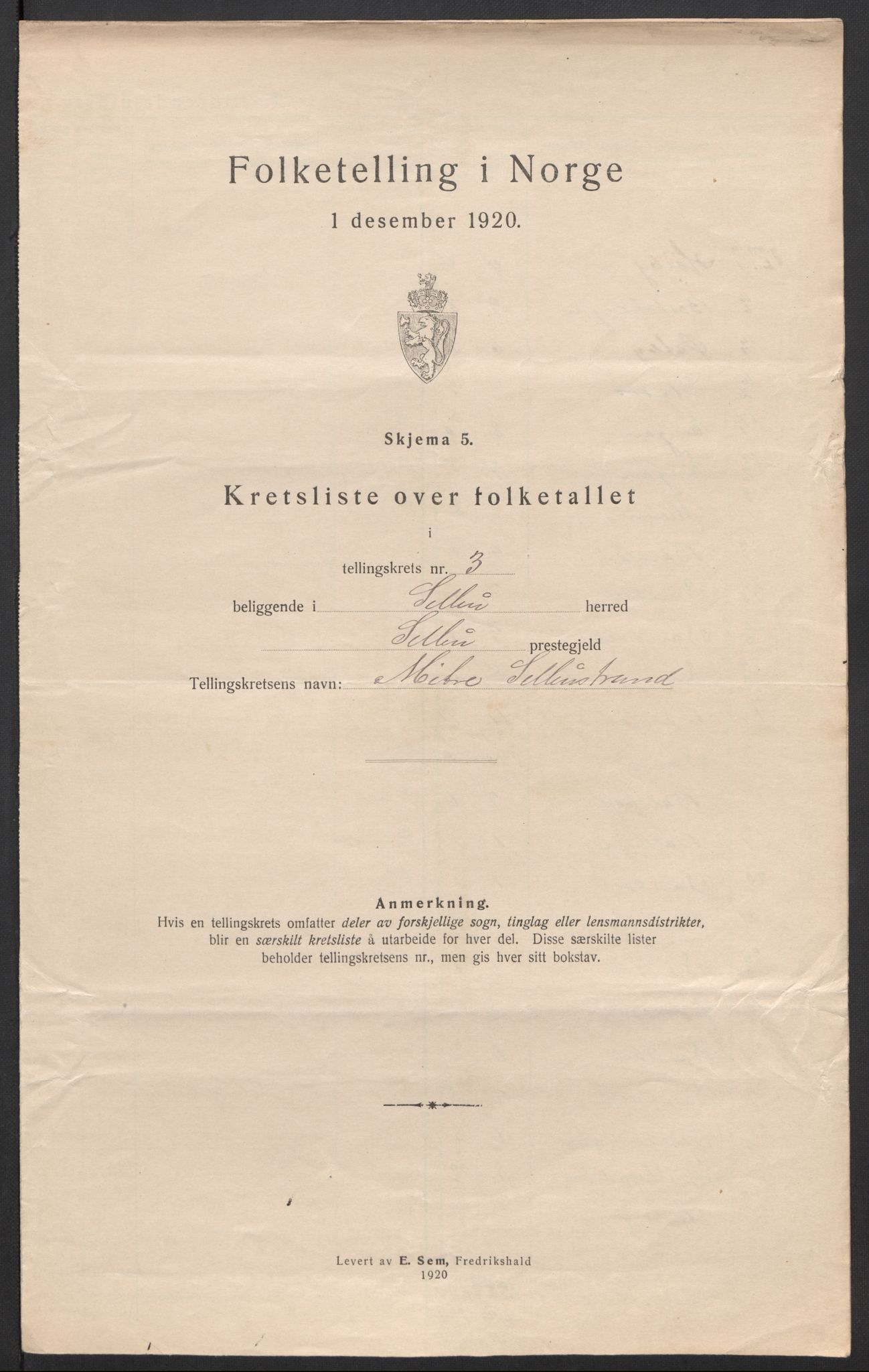 SAT, 1920 census for Selbu, 1920, p. 14