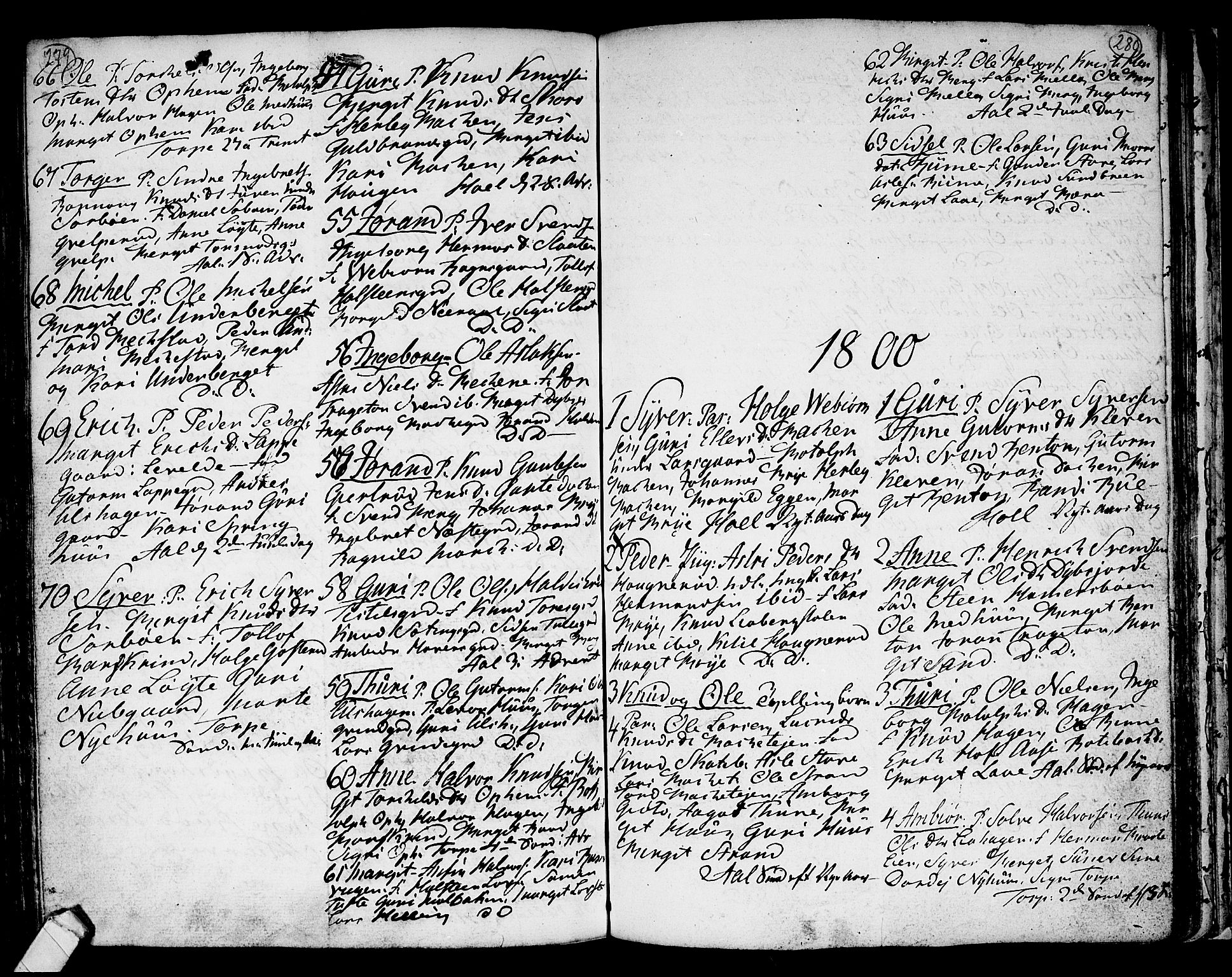 Ål kirkebøker, AV/SAKO-A-249/F/Fa/L0002: Parish register (official) no. I 2, 1771-1806, p. 279-280