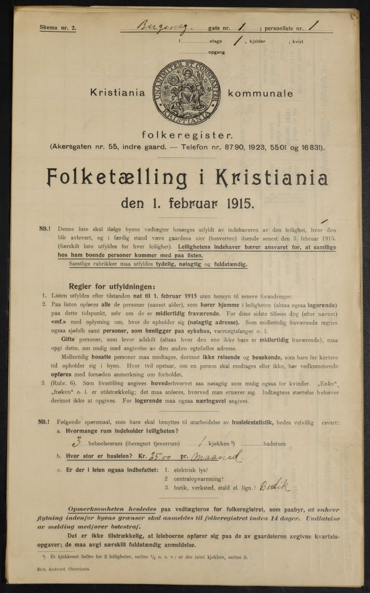 OBA, Municipal Census 1915 for Kristiania, 1915, p. 3751