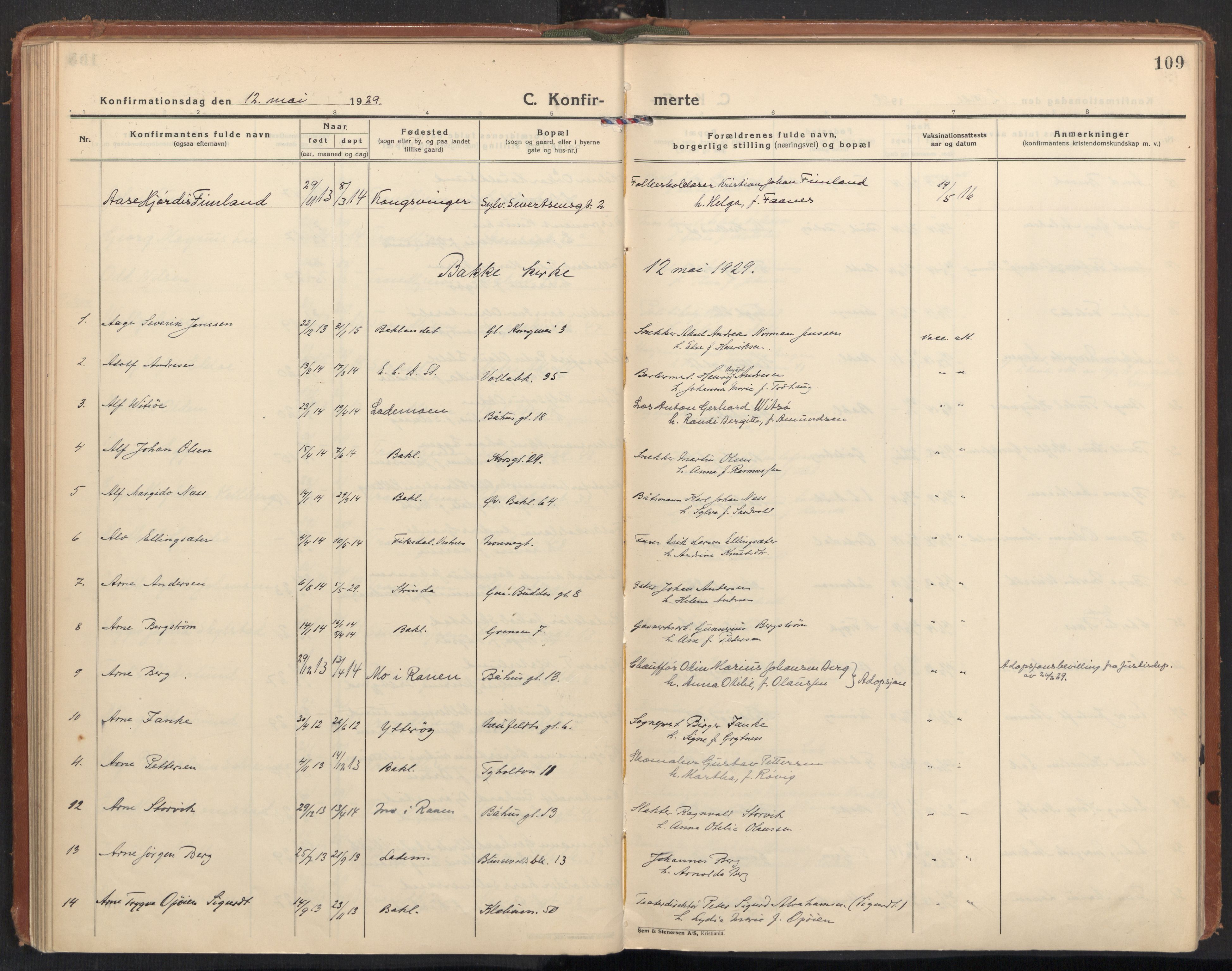 Ministerialprotokoller, klokkerbøker og fødselsregistre - Sør-Trøndelag, SAT/A-1456/604/L0208: Parish register (official) no. 604A28, 1923-1937, p. 109