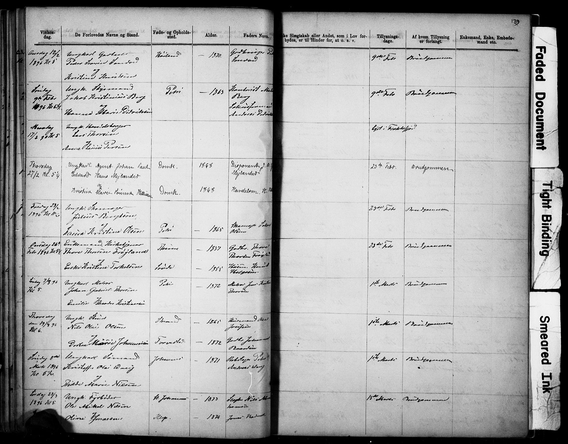 Domkirken sokneprestkontor, SAST/A-101812/001/30/30BB/L0014: Parish register (copy) no. B 14, 1875-1902, p. 139