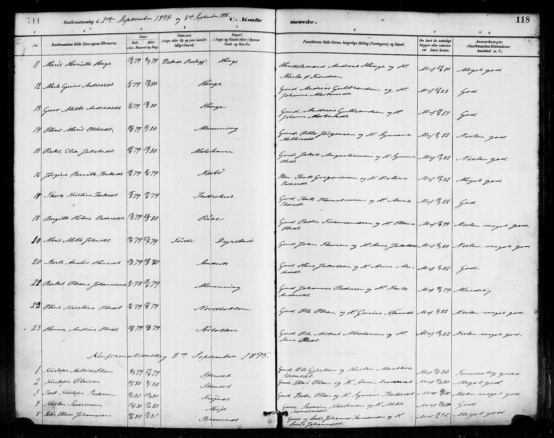 Bremanger sokneprestembete, AV/SAB-A-82201/H/Haa/Haab/L0001: Parish register (official) no. B 1, 1884-1895, p. 118