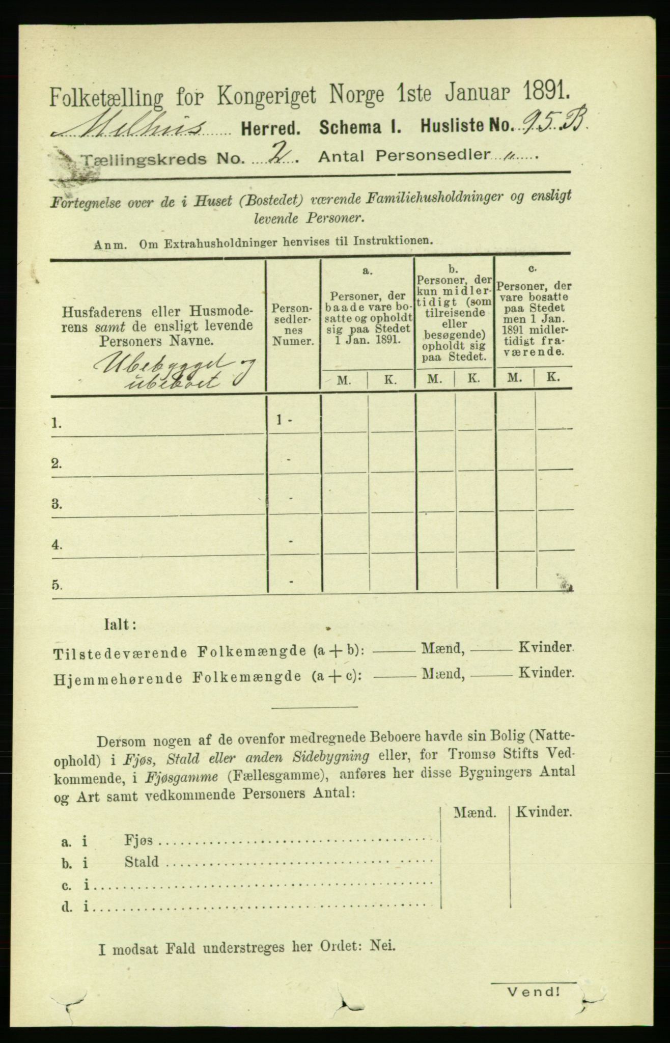 RA, 1891 census for 1653 Melhus, 1891, p. 733