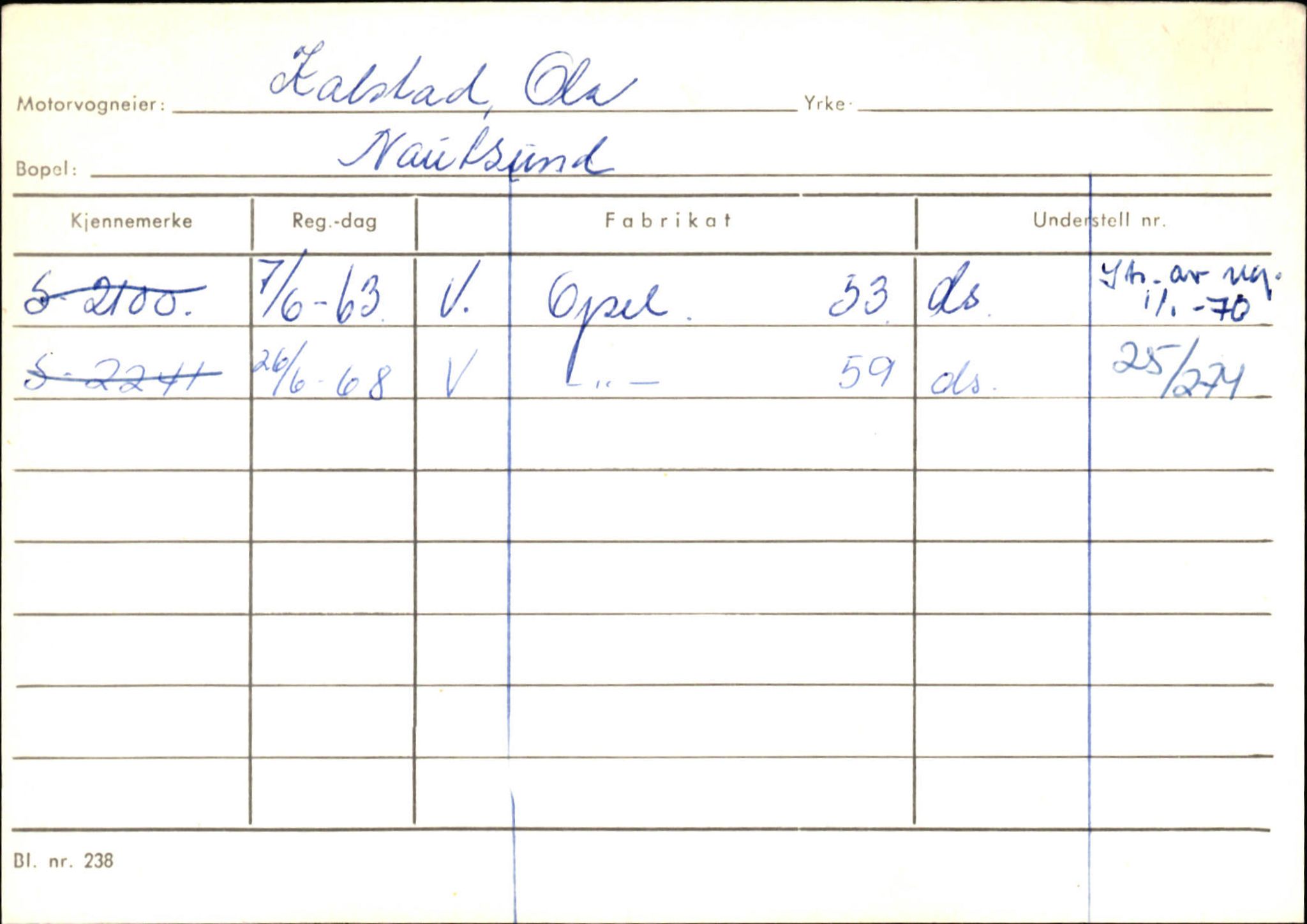 Statens vegvesen, Sogn og Fjordane vegkontor, AV/SAB-A-5301/4/F/L0125: Eigarregister Sogndal V-Å. Aurland A-Å. Fjaler A-N, 1945-1975, p. 2267