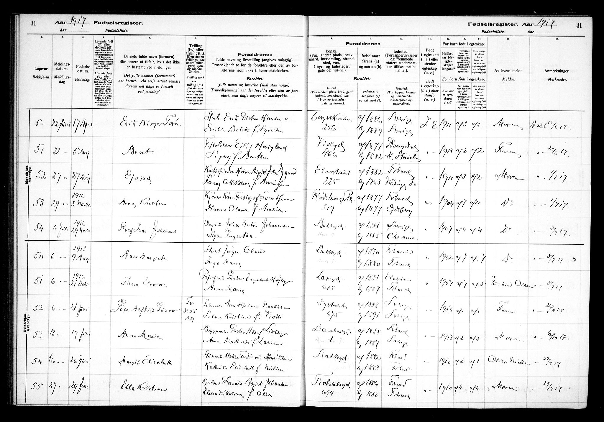 Halden prestekontor Kirkebøker, AV/SAO-A-10909/J/Ja/L0001: Birth register no. I 1, 1916-1925, p. 31