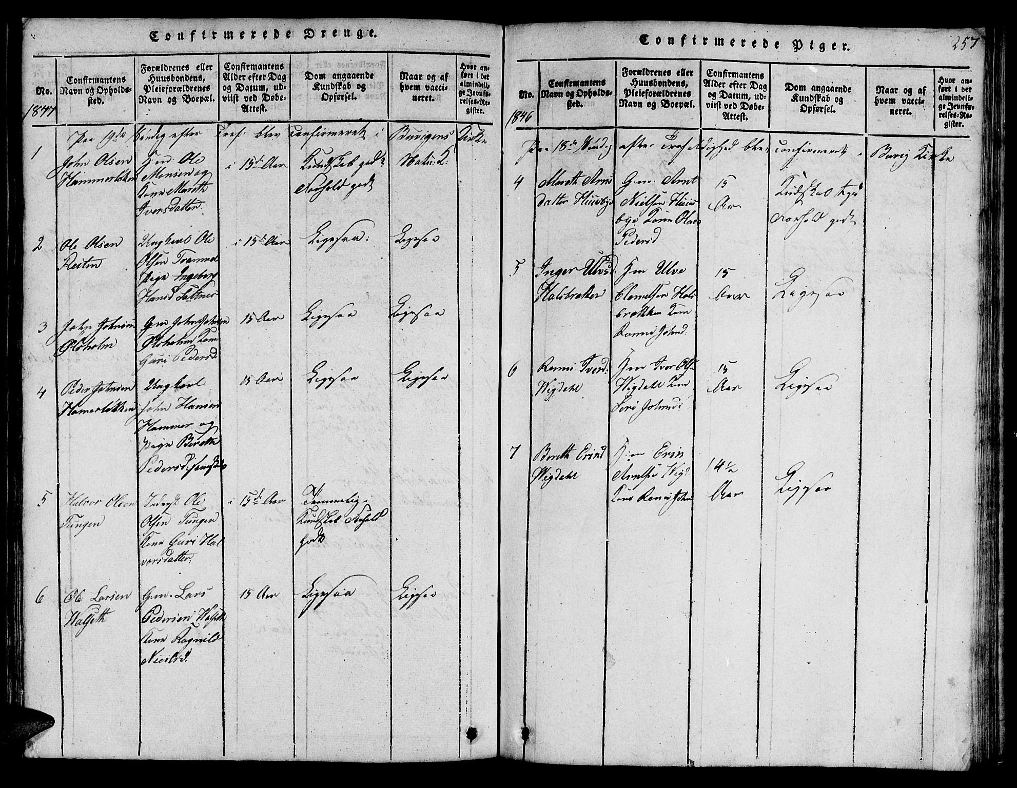 Ministerialprotokoller, klokkerbøker og fødselsregistre - Sør-Trøndelag, SAT/A-1456/666/L0788: Parish register (copy) no. 666C01, 1816-1847, p. 257