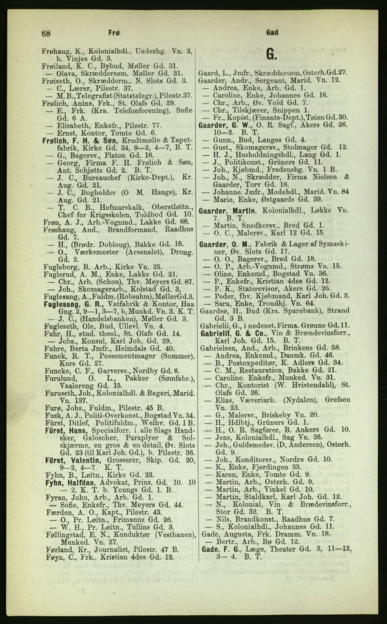 Kristiania/Oslo adressebok, PUBL/-, 1883, p. 68