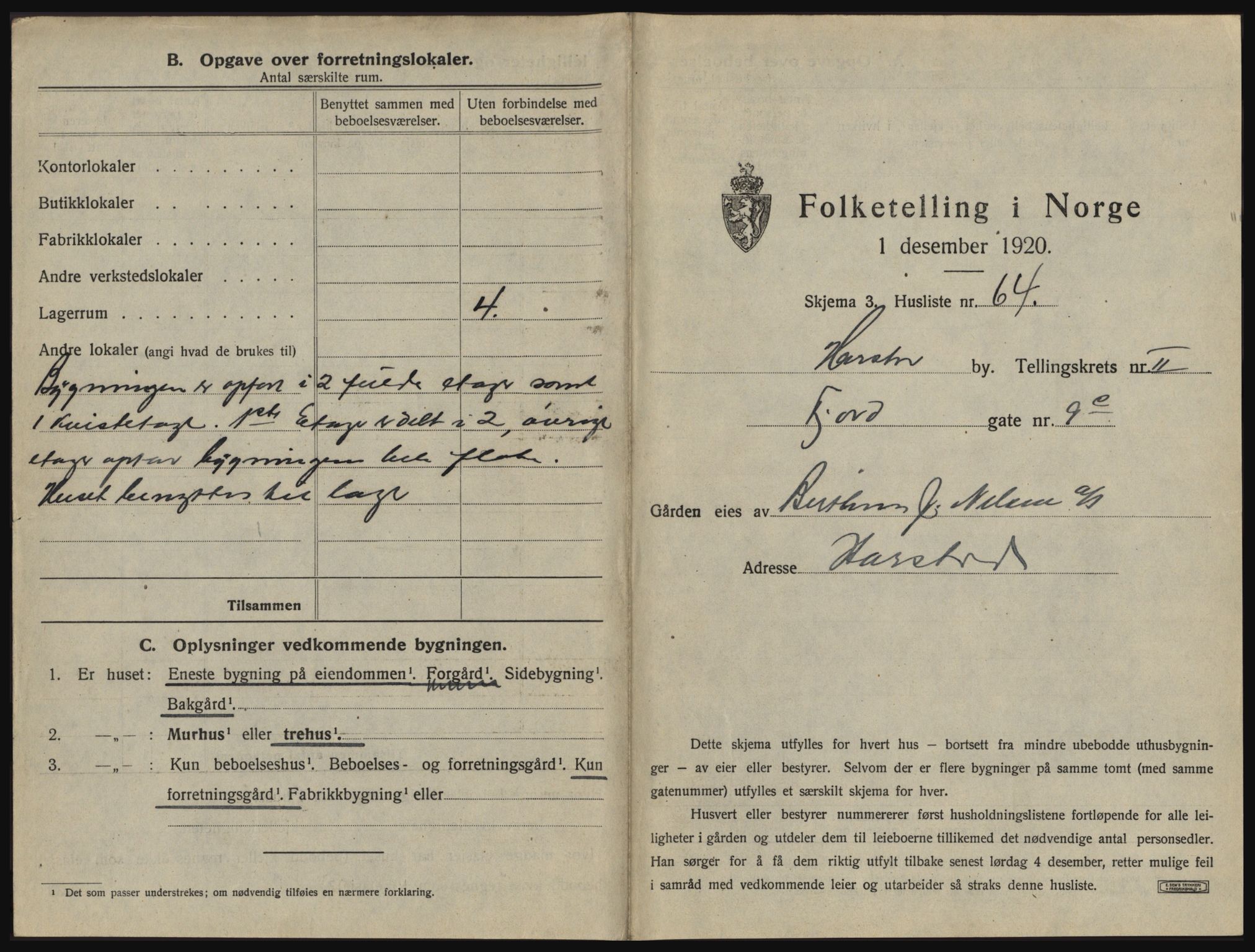 SATØ, 1920 census for Harstad, 1920, p. 231