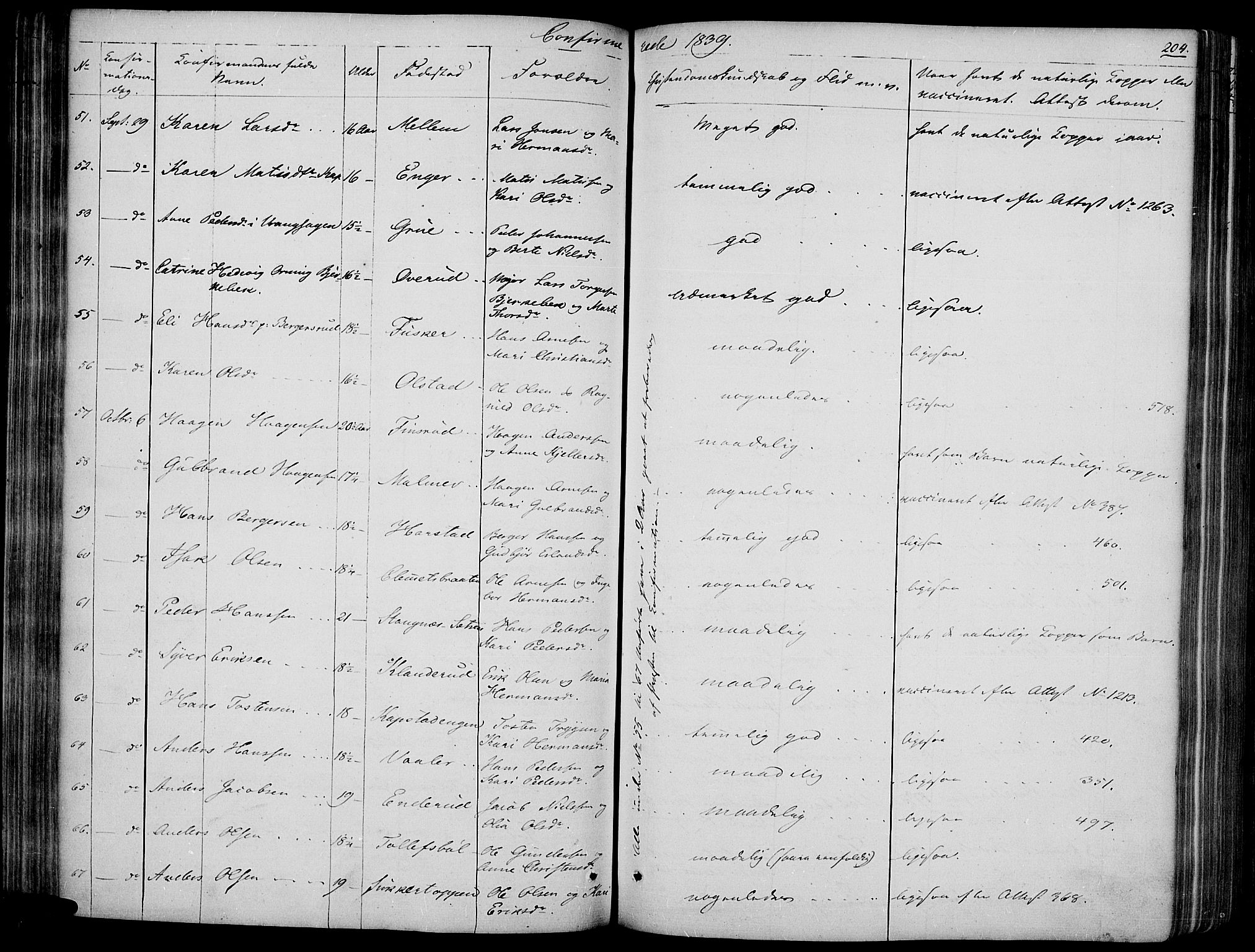 Vinger prestekontor, AV/SAH-PREST-024/H/Ha/Haa/L0008: Parish register (official) no. 8, 1839-1847, p. 204