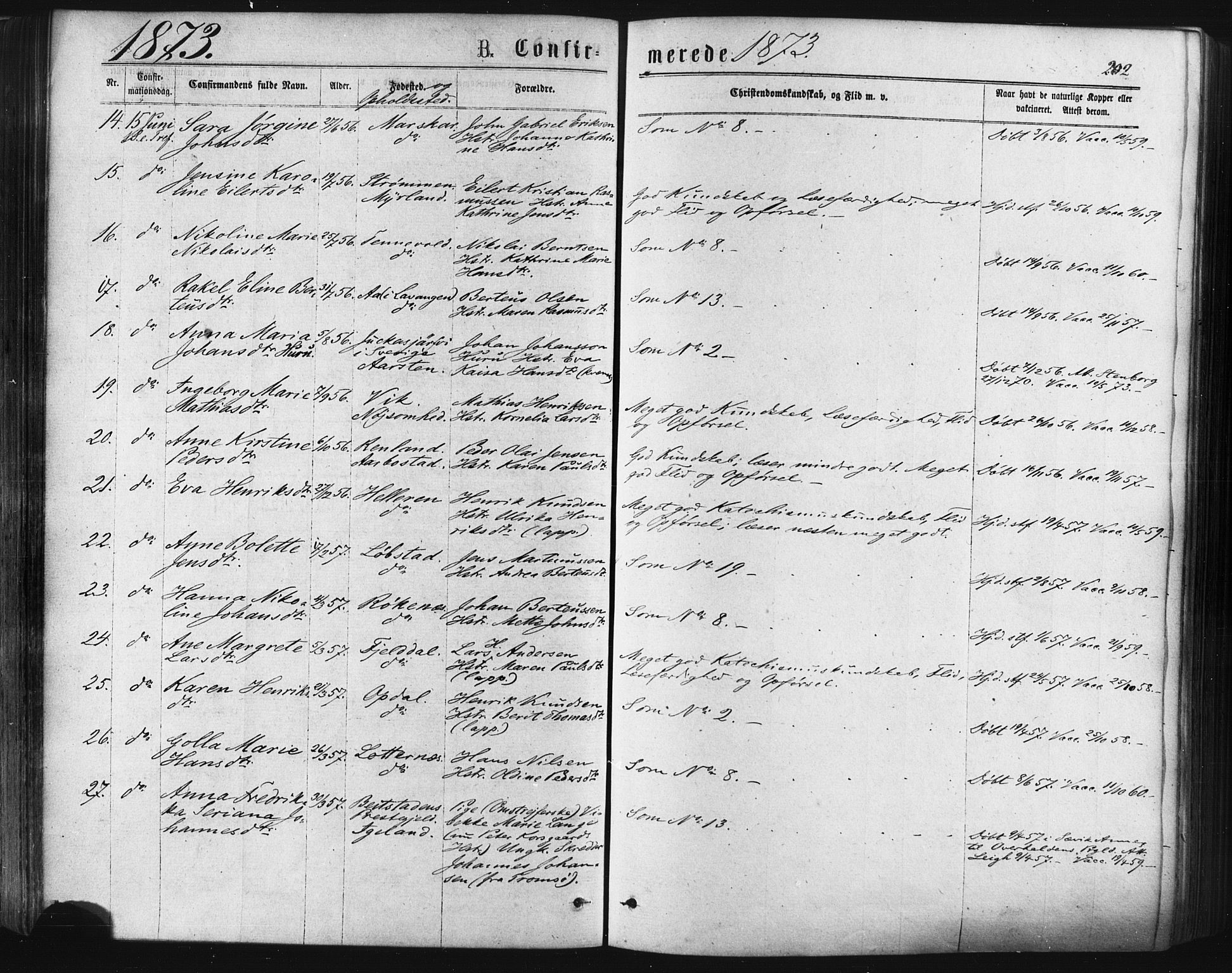 Ibestad sokneprestembete, SATØ/S-0077/H/Ha/Haa/L0010kirke: Parish register (official) no. 10, 1869-1879, p. 202