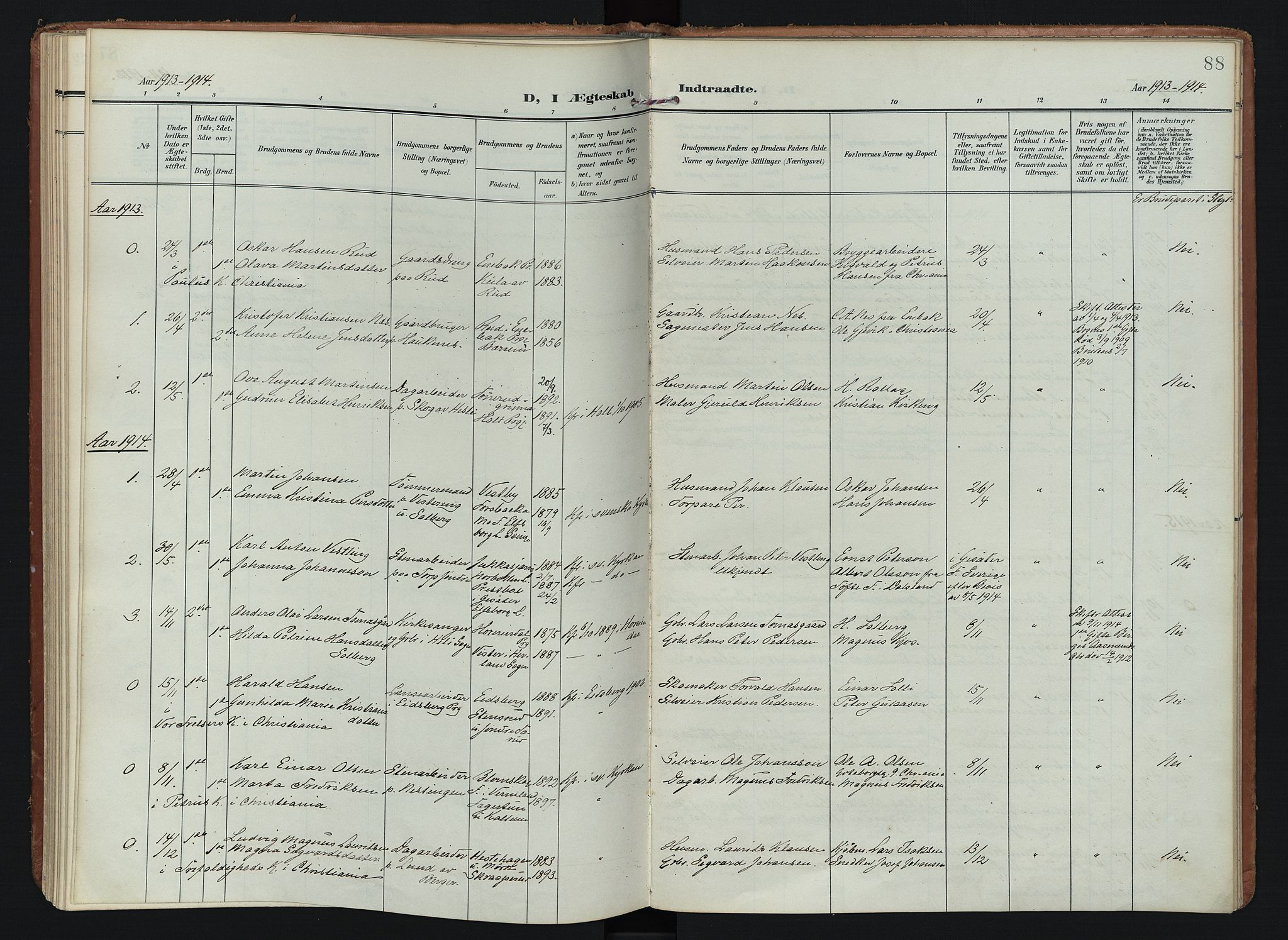 Spydeberg prestekontor Kirkebøker, SAO/A-10924/F/Fb/L0002: Parish register (official) no. II 2, 1908-1926, p. 88