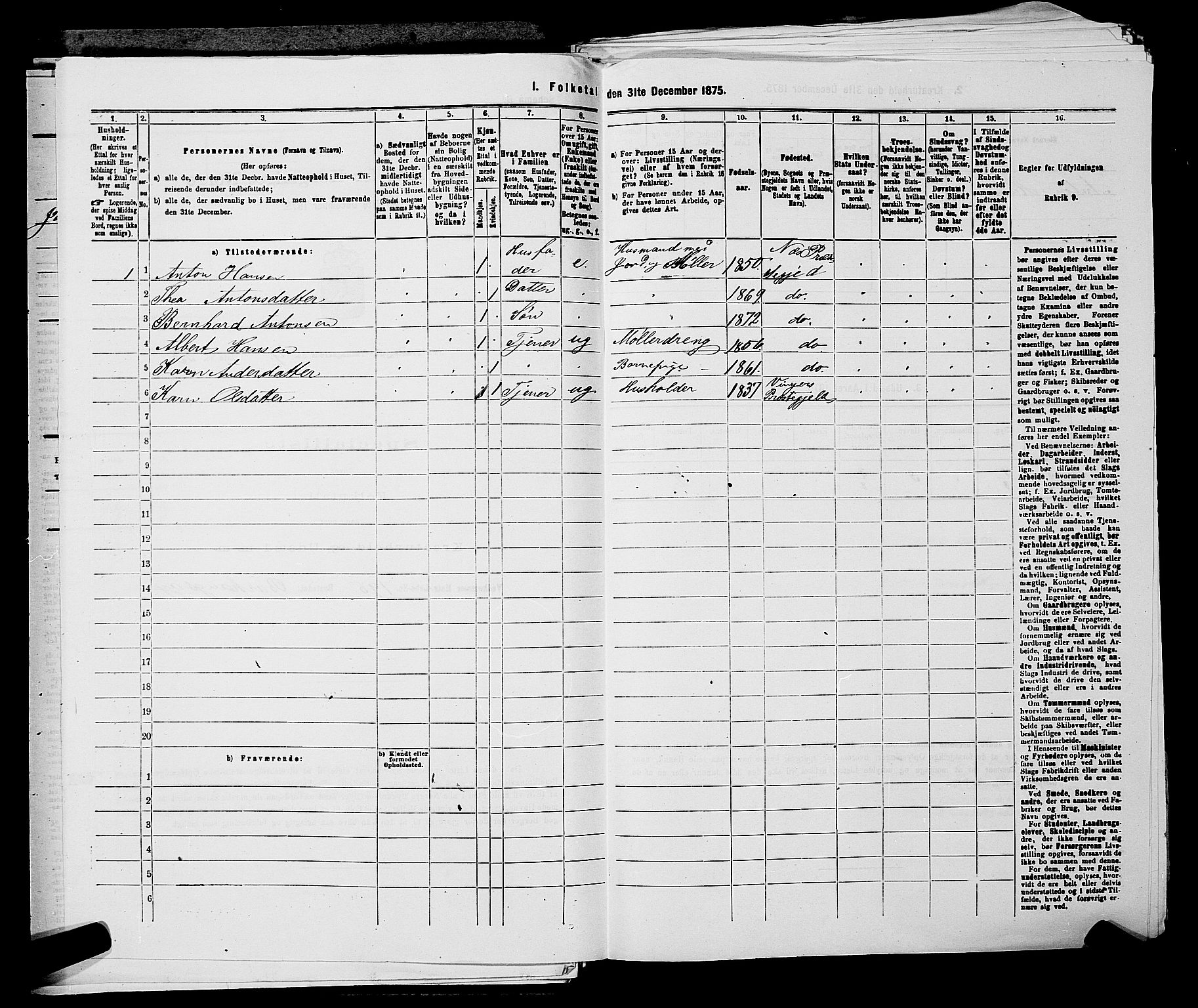 RA, 1875 census for 0236P Nes, 1875, p. 1607