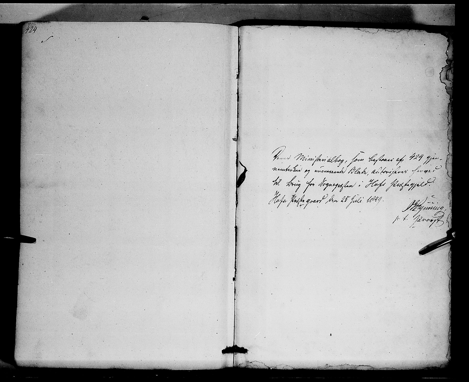 Hof prestekontor, SAH/PREST-038/H/Ha/Haa/L0008: Parish register (official) no. 8, 1849-1861, p. 424